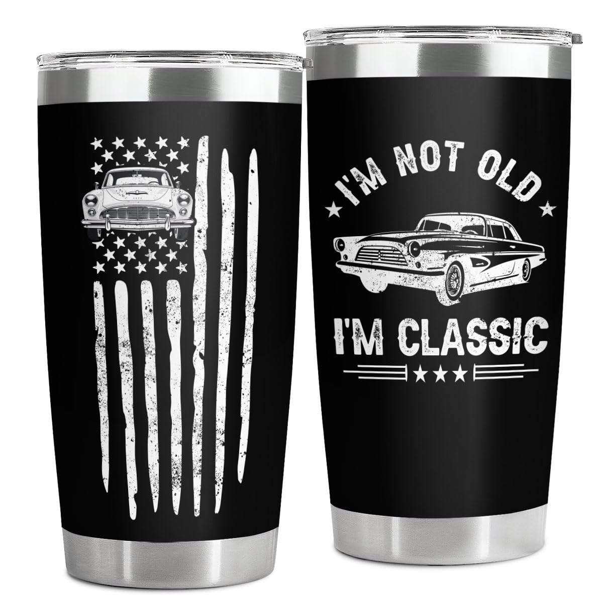 34HD Classic Dad Tumbler with Lid, 20oz Stainless Steel Vacuum Insulated Car Mug, Im Not Old Im Classic Tumbler, Birthday Christ