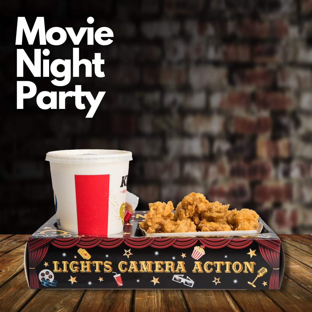 Pecopcock 20 Pcs Movie Night Paper Snack Trays Movie Night Party Favors Cinema Theme Party Birthday Party Supplies Red Carpet Pa