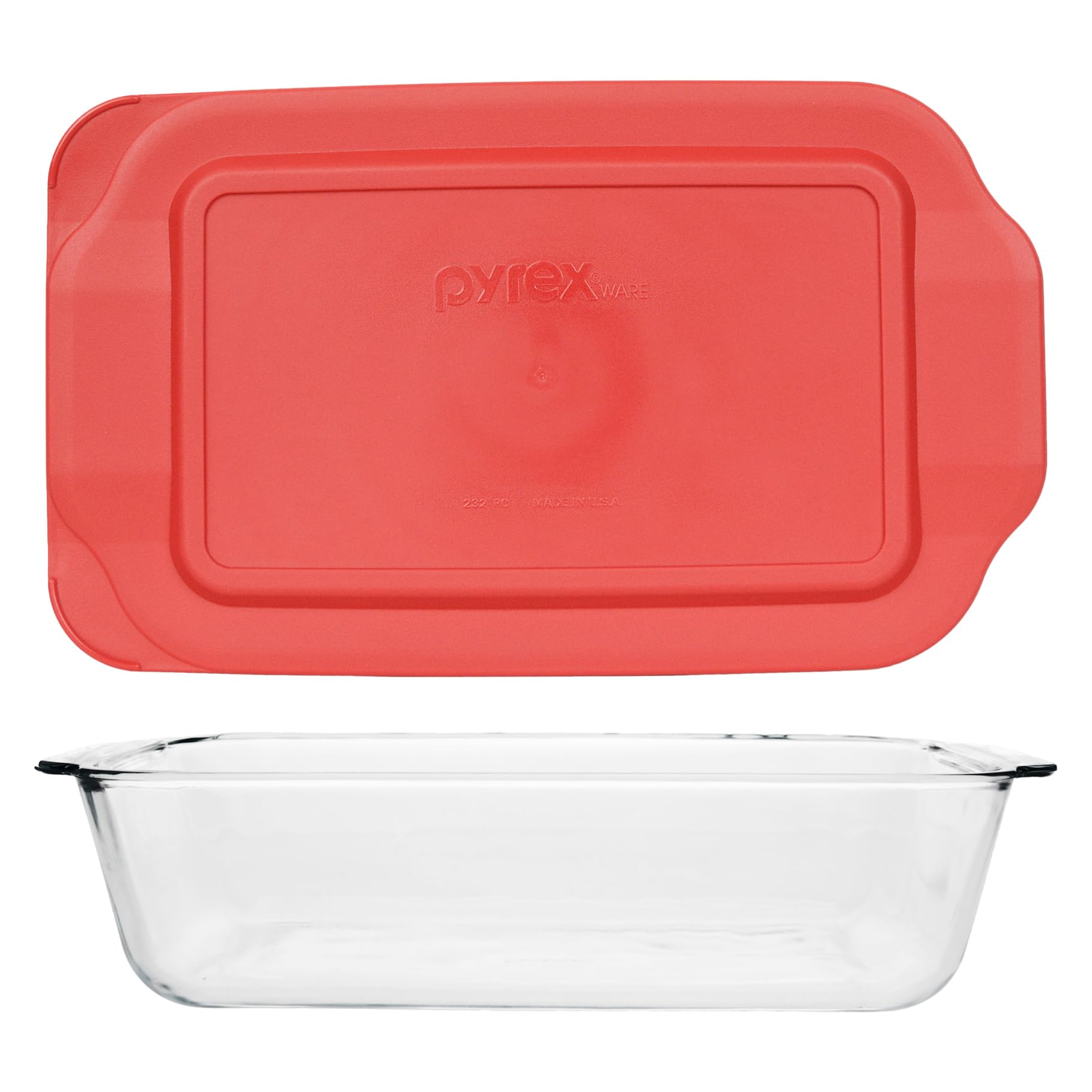 Pyrex 232D 3Quart Baking Dishes With Red Lids  Made in USA