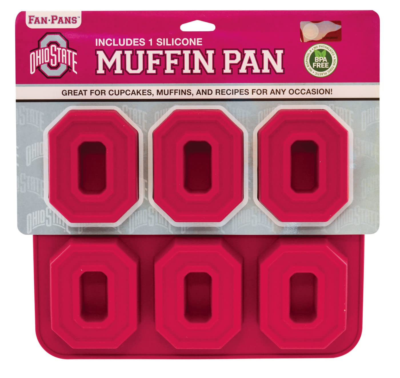 Masterpieces Fan Pans Ncaa Ohio State Buckeyes Muffin Pan, Team Colors, One Size (Ost4030)