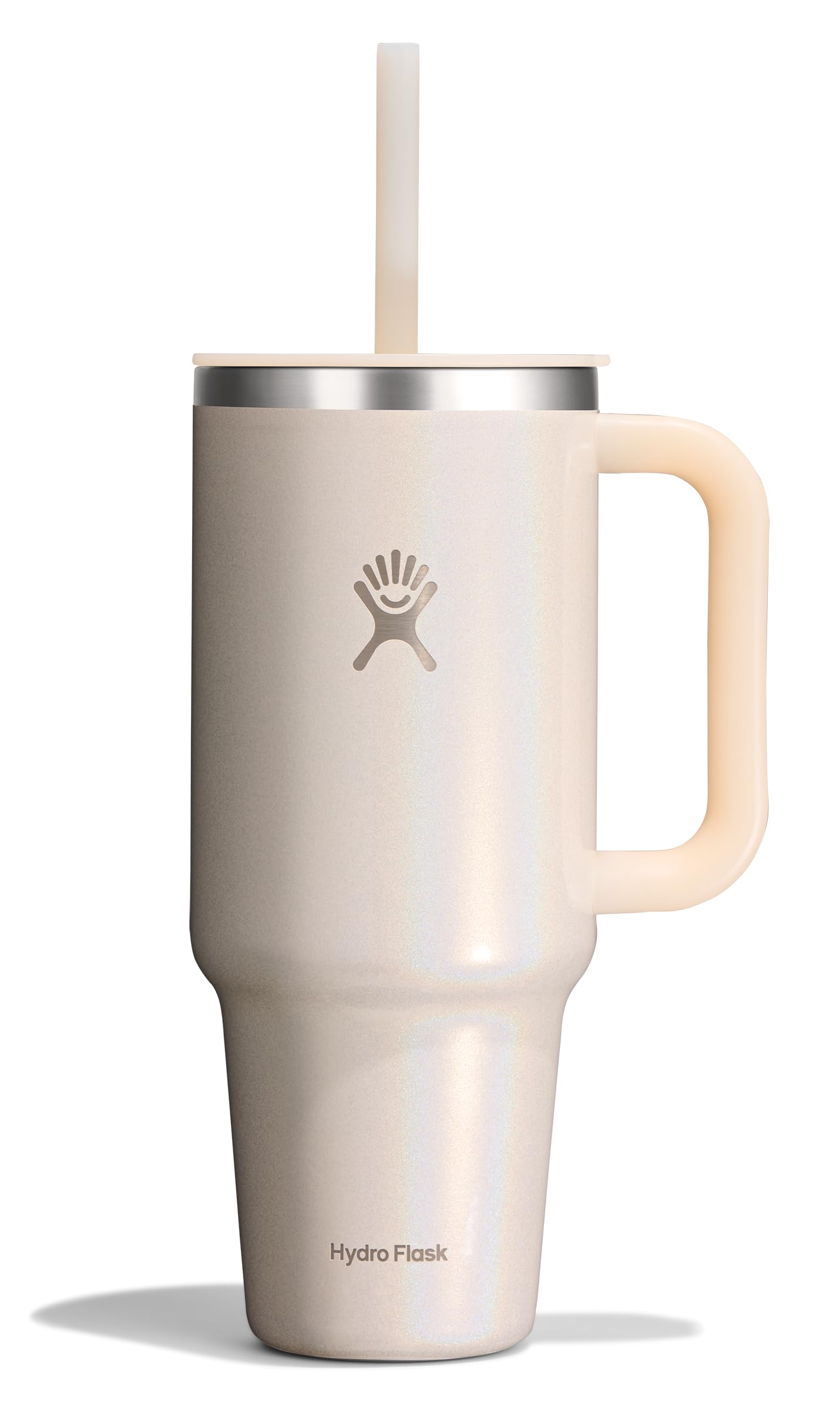 Hydro Flask 40 Oz Travel Tumbler with Handle, Lid and Straw - Insulated Stainless Steel in 40 Oz Glimmer Cream