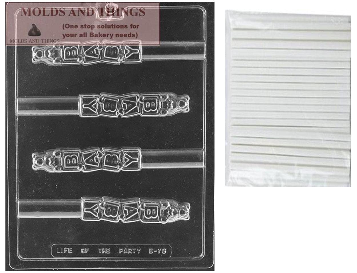 Baby Block Pretzel Chocolate Candy Mold + 25 Sticks