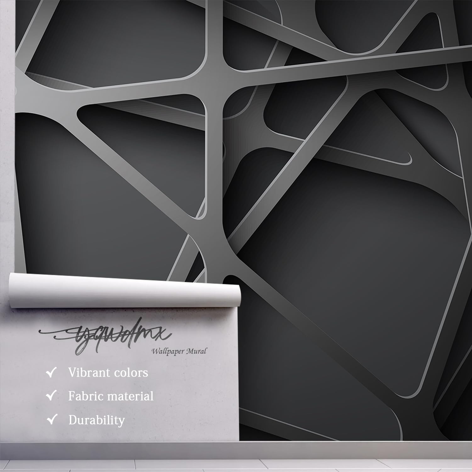Yqwdmx -3D Black Abstract Geometric Wallpaper Bedroom Living Room 140'' X 91'' (Not Peel And Stick)