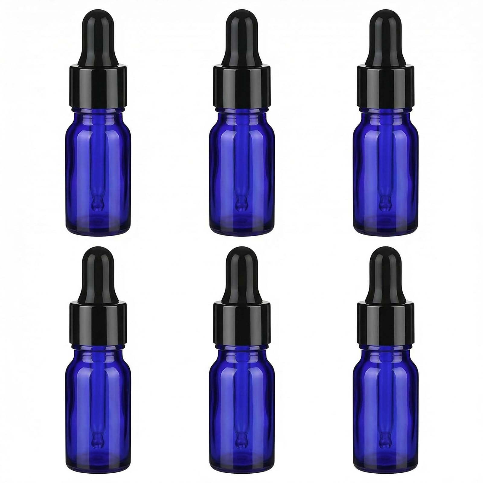 Ericotry 6Pcs 5ml / 0.17oz Cobalt Blue Glass Droppers for Essential Oils Portable Travel Empty Refillable Glass Bottles Essentia