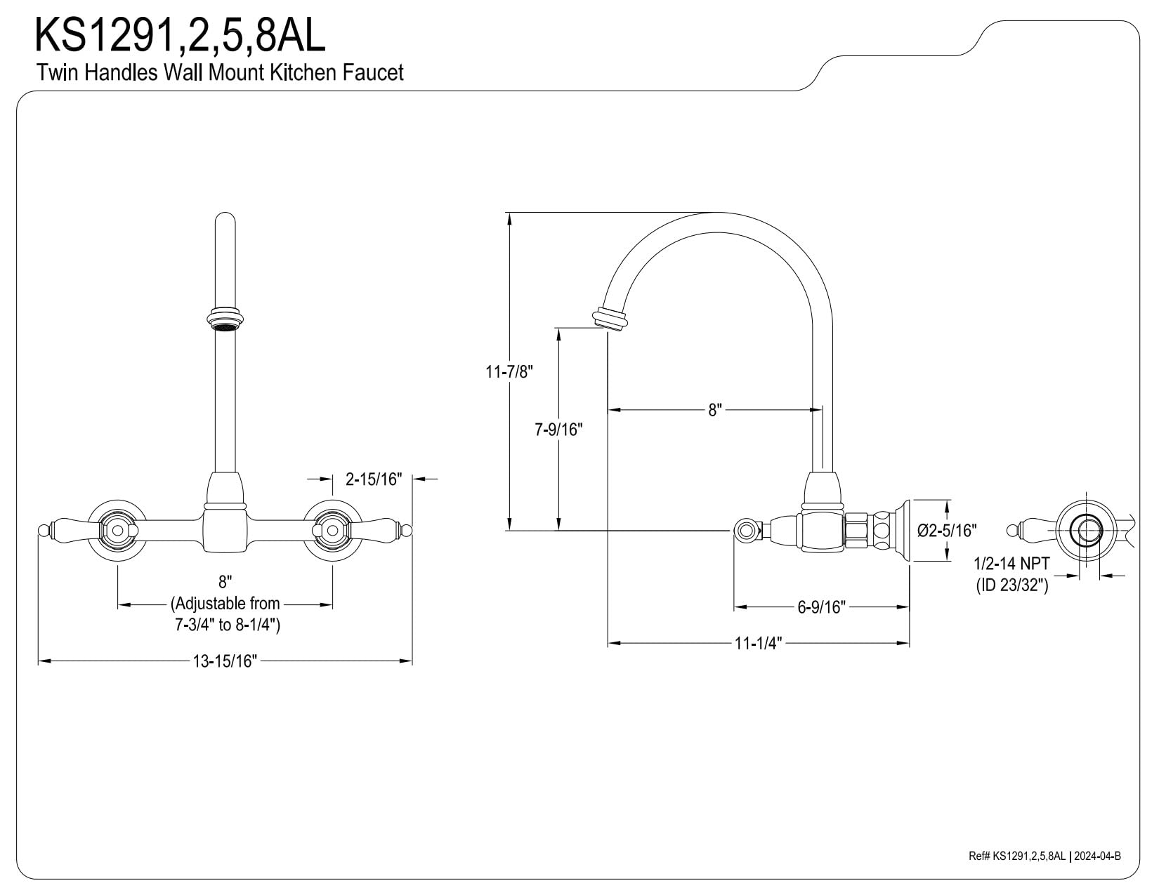 Kingston Brass Restoration 8-Inch Centerset Wall Mount Kitchen Faucet, Oil Rubbed Bronze