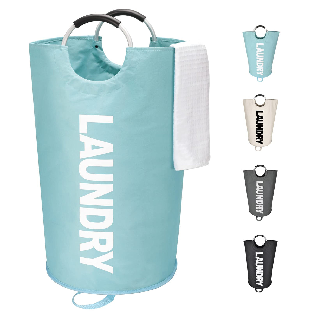 Maxsilan 125L X-Large Laundry Basket, Freestanding Tall Clothes Hamper, Collapsible Laundry Bag,Waterproof With Foam Protected A