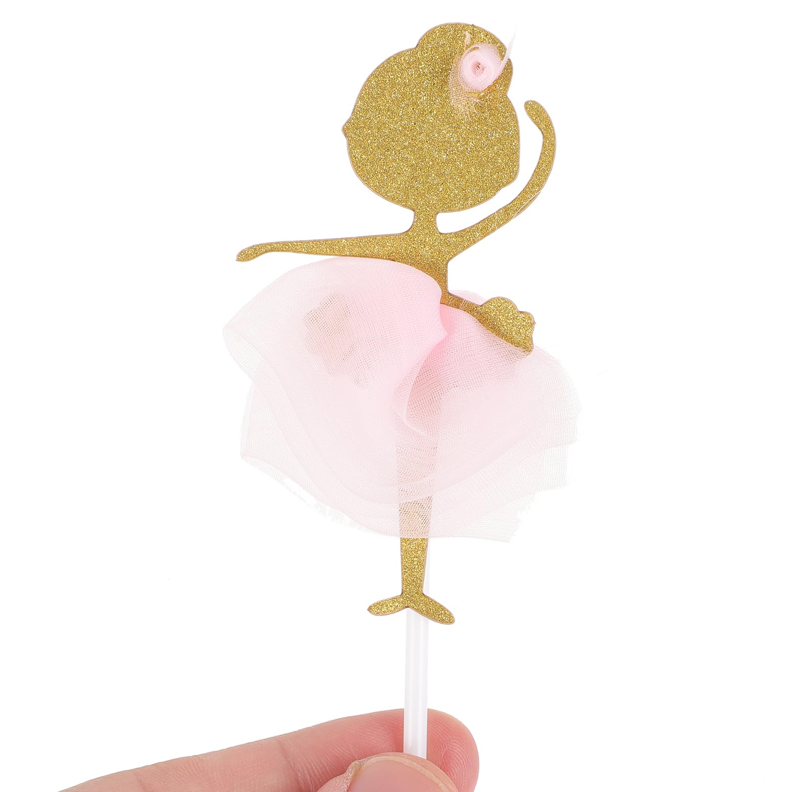 Bestoyard 12Pcs Gold Glitter Ballerina Dancing Girl Cupcake Toppers Picks For Wedding Bridal Shower Birthday Party Decoration