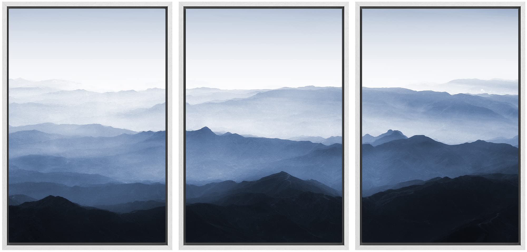 Signwin Framed Canvas Print Wall Art Set Aerial View Misty Mountain Forest Valley Nature Wilderness Photography Modern Art Rusti