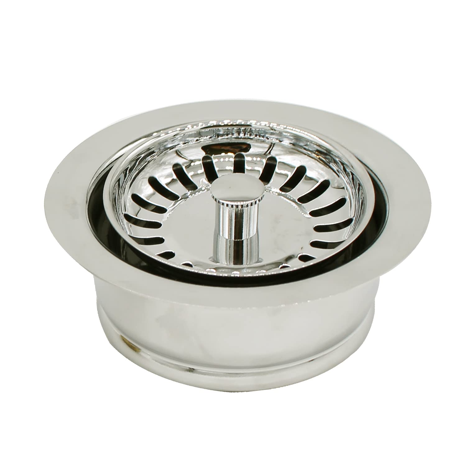 Westbrass D2089Sev-05 3-1/2'' Kitchen Sink Waste Disposal Drain Flange And Basket Strainer, Polished Nickel