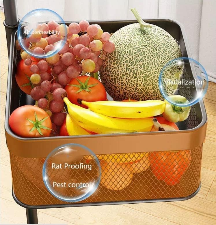 Privesh Metal 4 Layer Kitchen Rotating Trolley Portable Storage Rack Square Design Fruits & Vegetable Onion Cutlery, Spice, Jars