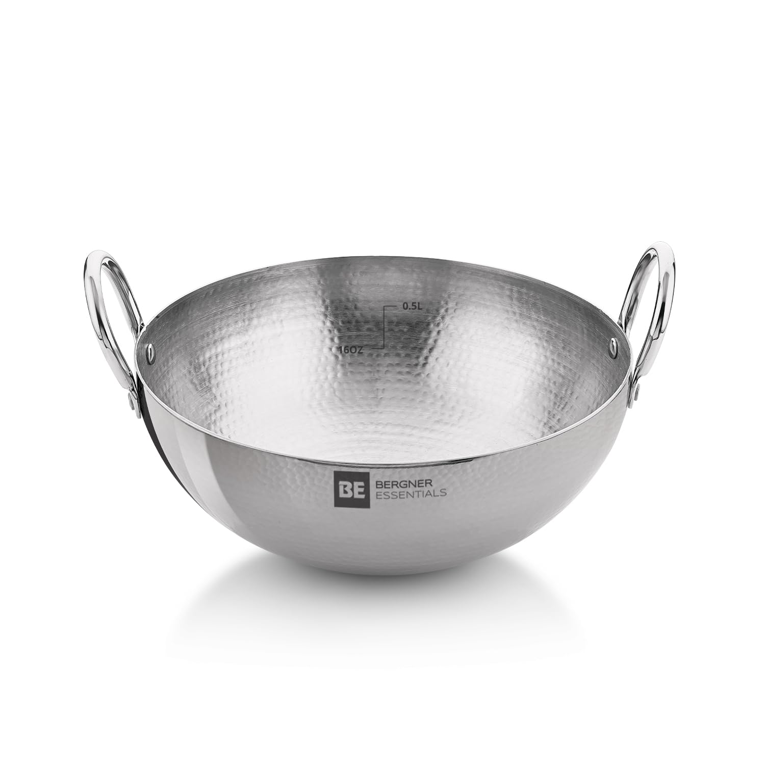 Bergner Be Essentials 12 Cm Hammered Kadai, 450Ml Kadhai Without Lid, Thickness 2.2 Mm, Food Safe, Sturdy And Durable, Less Oil 