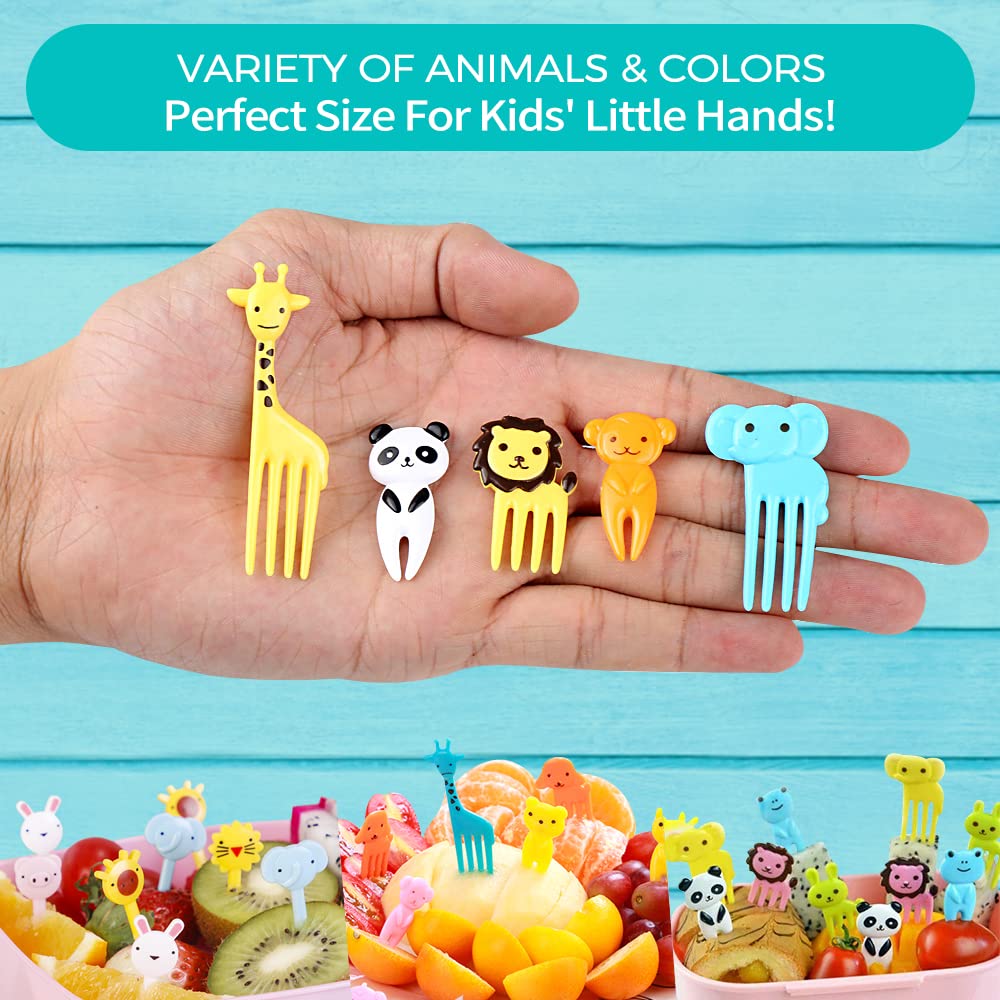 156PCS Animal Food Picks for Kids  FATLODA Fun Bento Picks for Picky Eater  Cute Fruit Food Toothpicks  Lunch Bento Box Accessories for Toddler