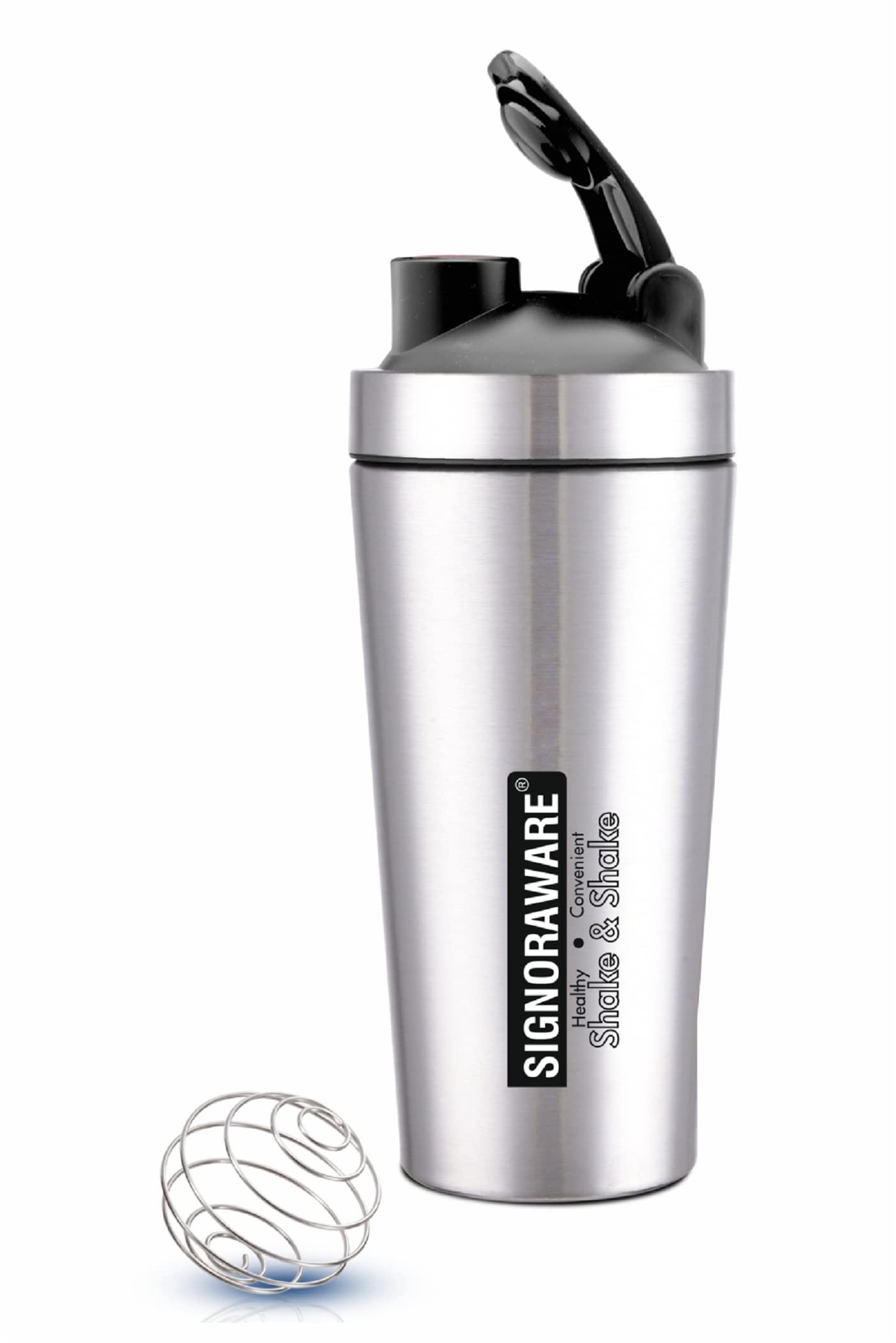 SignoraWare Charger Stainless Steel Protein Shaker Bottle for Pre-Post Workout | Water Bottle | Leakproof with Knob (500ml | Mul