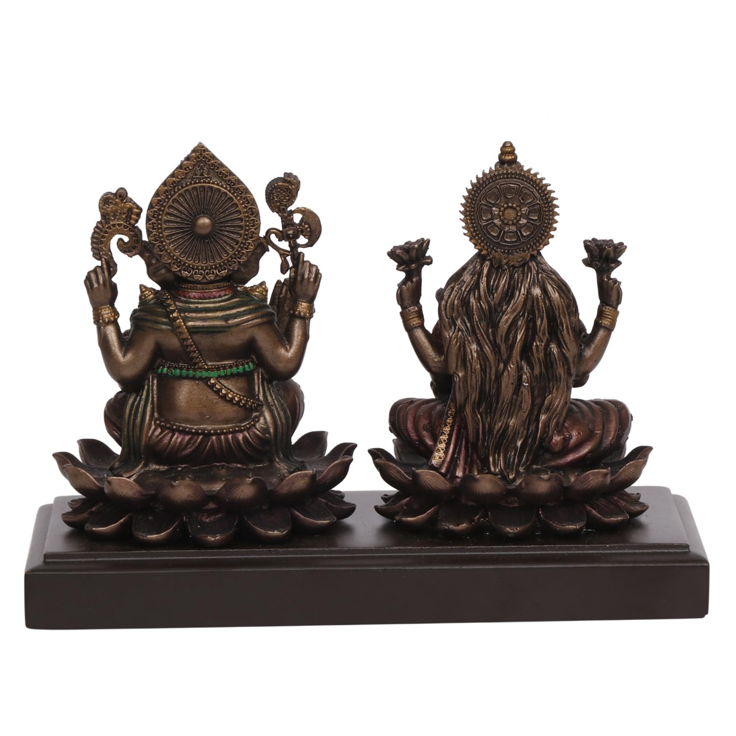 Artvarko Lakshmi Ganesha Idol Ganesh Laxmi Cold Cast Resin Statue Bronze Finish Murti Statue For Diwali Puja Home Office Success