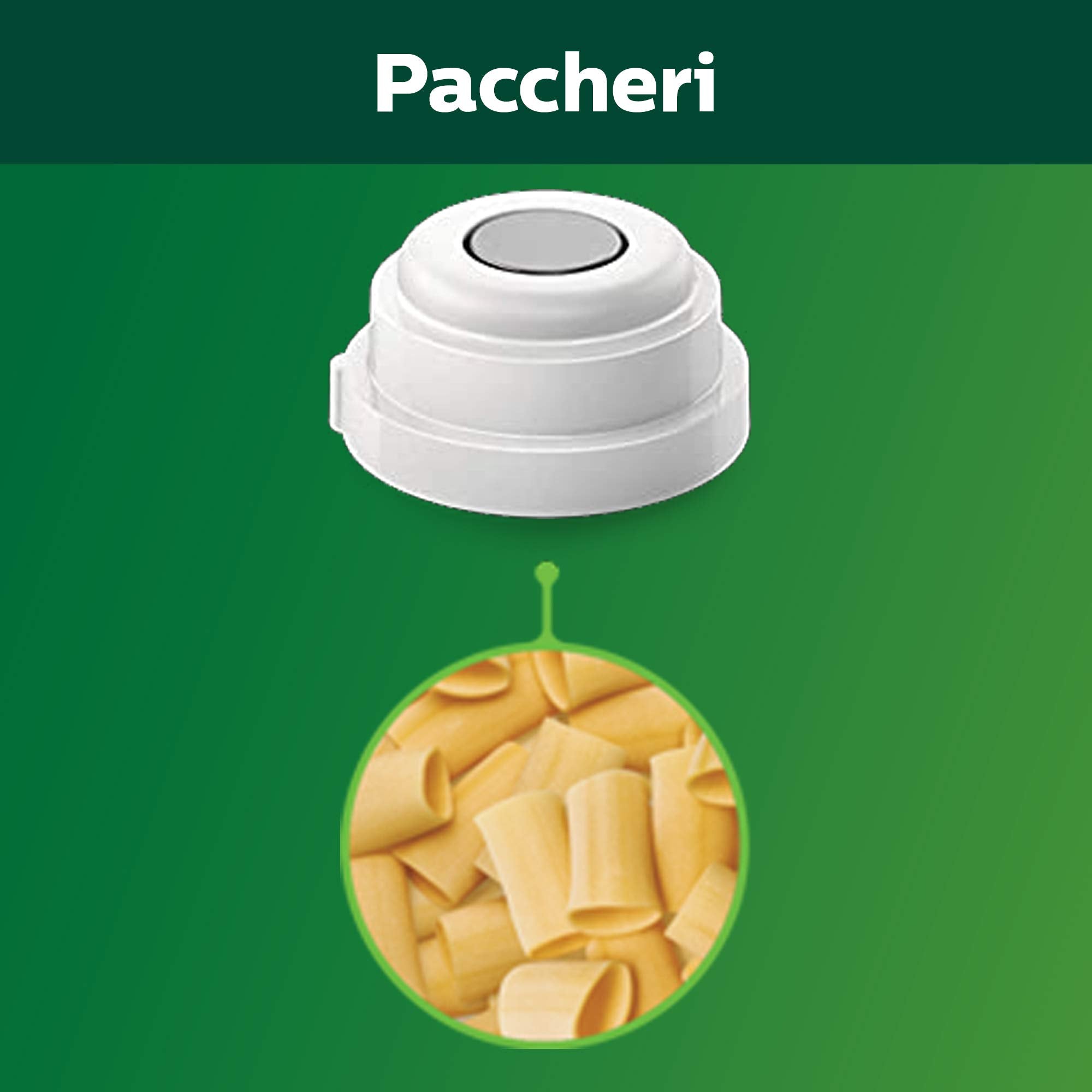 Philips Kitchen Appliances Pasta & Noodle Maker HR2494/00, 4-in-1 Accessory, White, Unique Design for Shells, Paccheri, Rigatoni & Macar