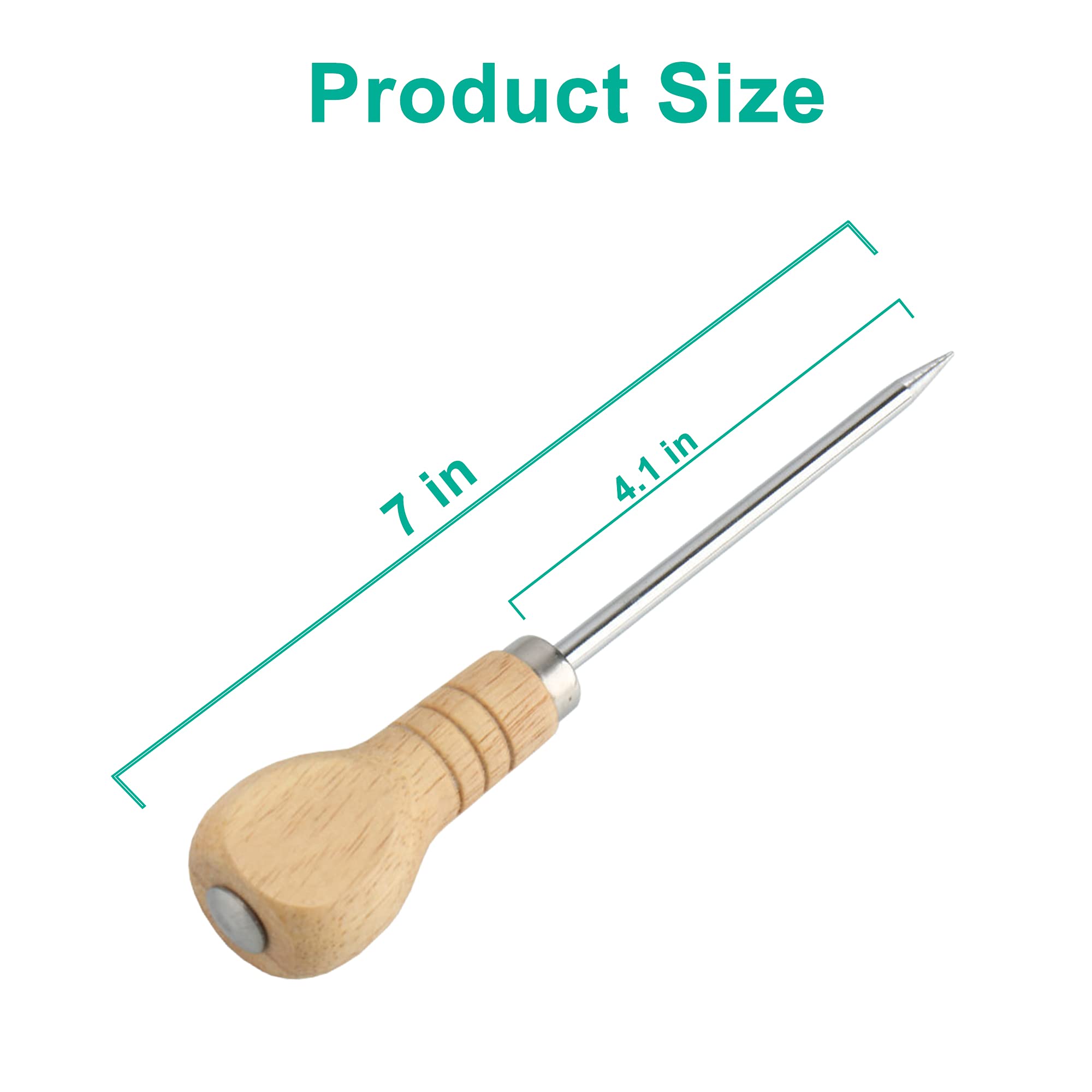 Yzurbu 6pcs Ice Pick for Breaking Ice  Stainless Steel Ice Pick Tool with Safety Wooden Handle for Kitchen