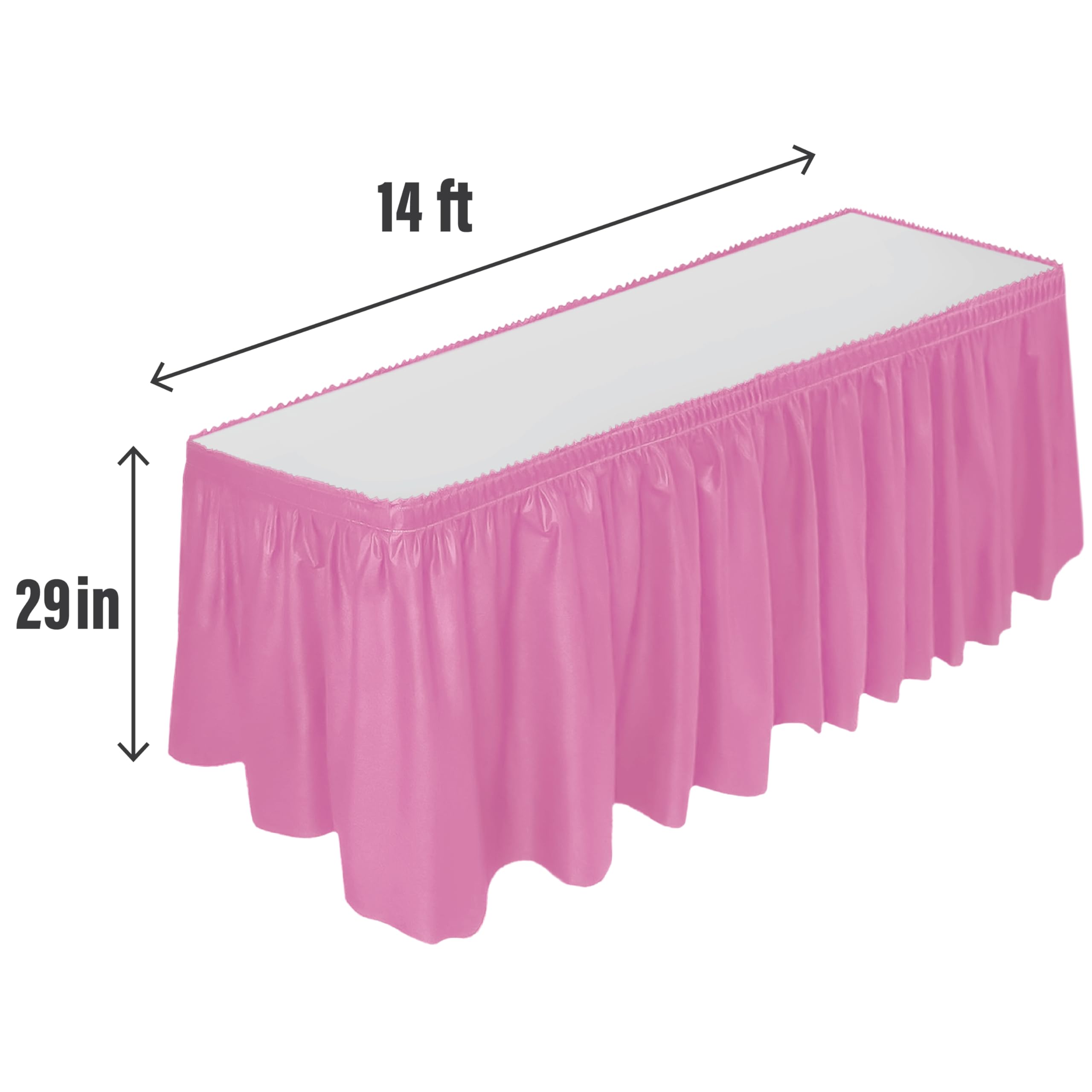 Decorrack 6 Table Skirts, 29 In X 14 Ft Each, Multi Pack -Bpa Free- Plastic Tableskirt, Disposable, Reusable, Rectangular Tablec