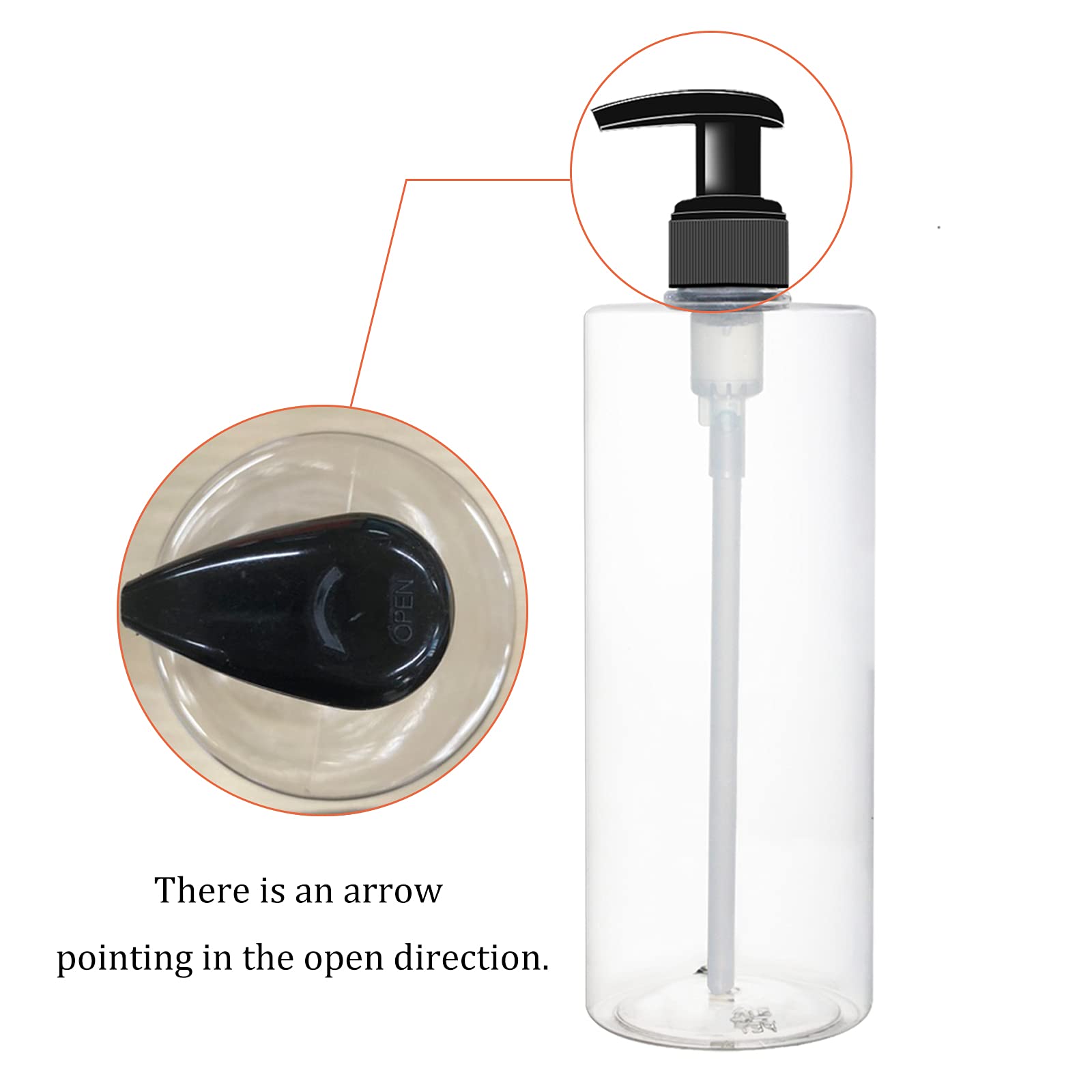 Bpfy 6 Pack 16 Oz Plastic Pump Dispenser Bottles For Massage Oil, Shampoo, Lotions, Body Wash Pump Bottles, Hand Sanitizer Refil