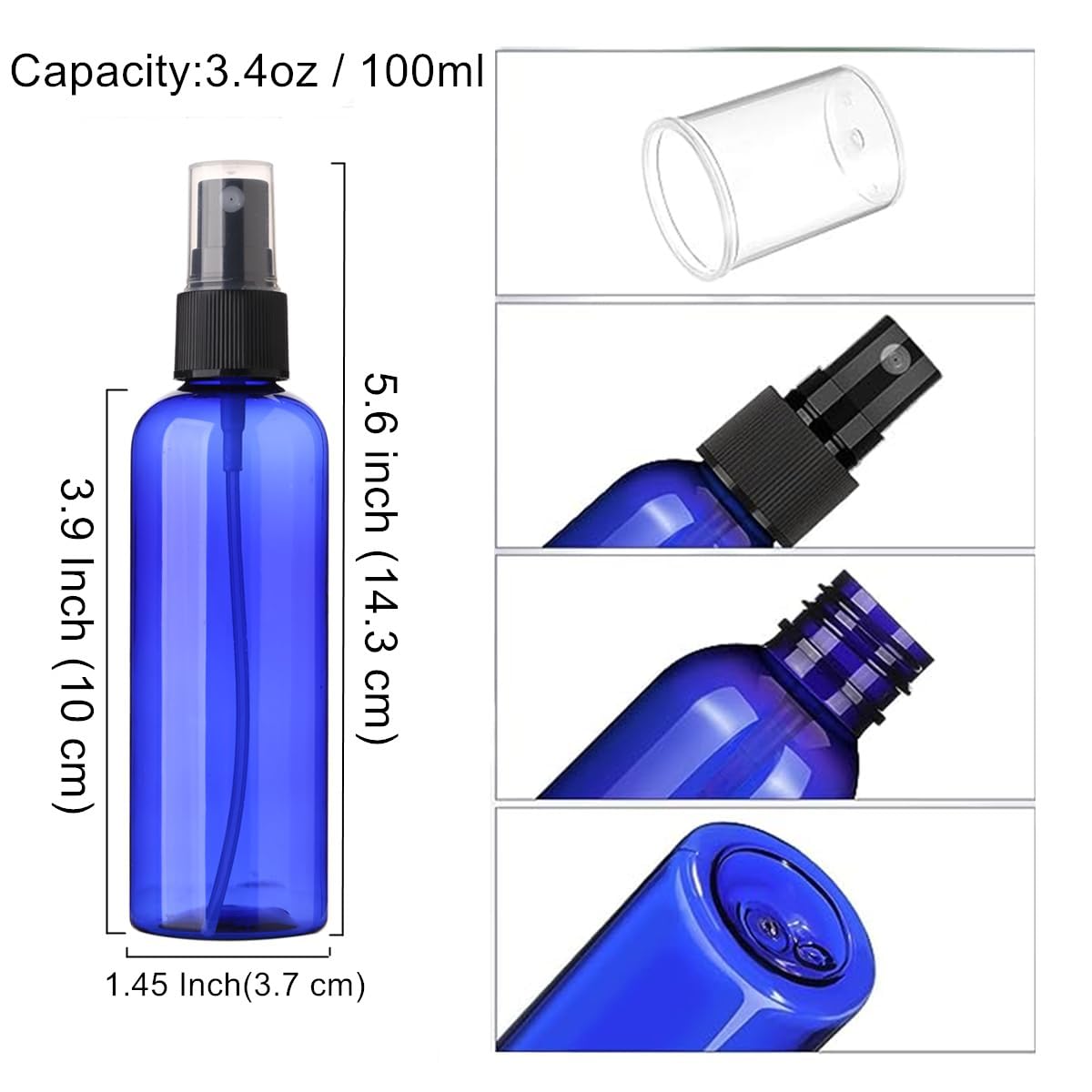 Sinide Plastic Spray Bottles 100 Ml/3.4 Oz Fine Mist Mini Travel Bottle Set, Portable Refillable Makeup Sprayer Containers For P