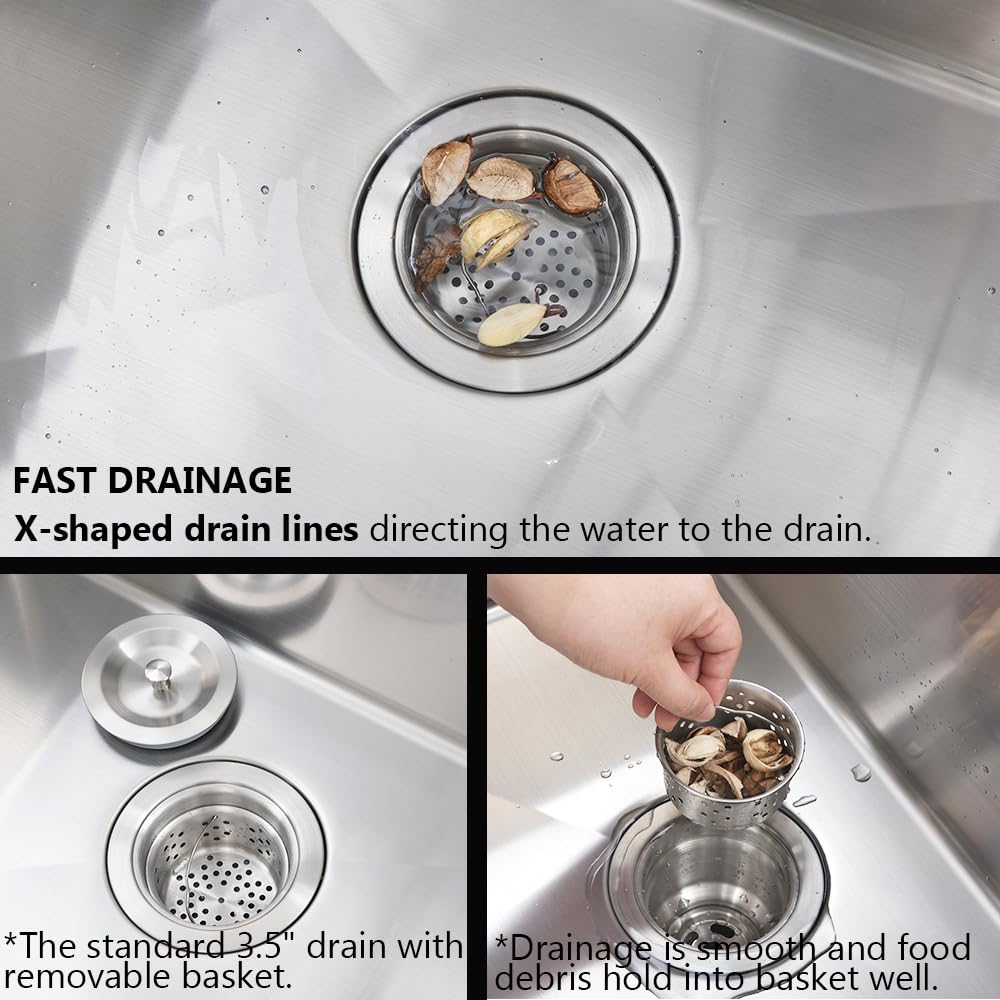 Jshozzy 28 Inch Drop In Kitchen Sink, 28'' X 19'' Kitchen Sink Drop In Single Bowl Deep Kitchen Sink 16 Gauge Stainless Steel Ki
