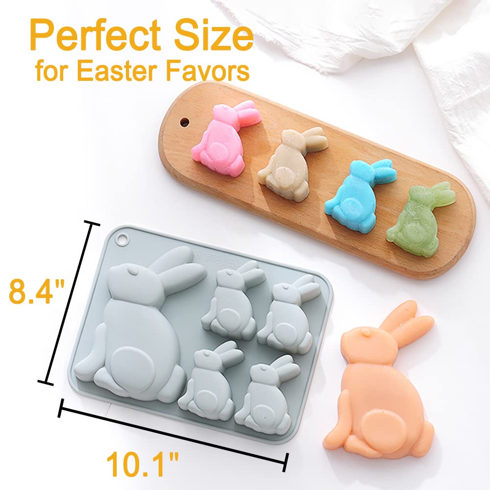 2-Pack Easter Bunny Chocolate Molds Set, 3D Cute Easter Bunny Silicone Mold For Baking Easter Treats Chocolate, Cake, Jelly, Fud