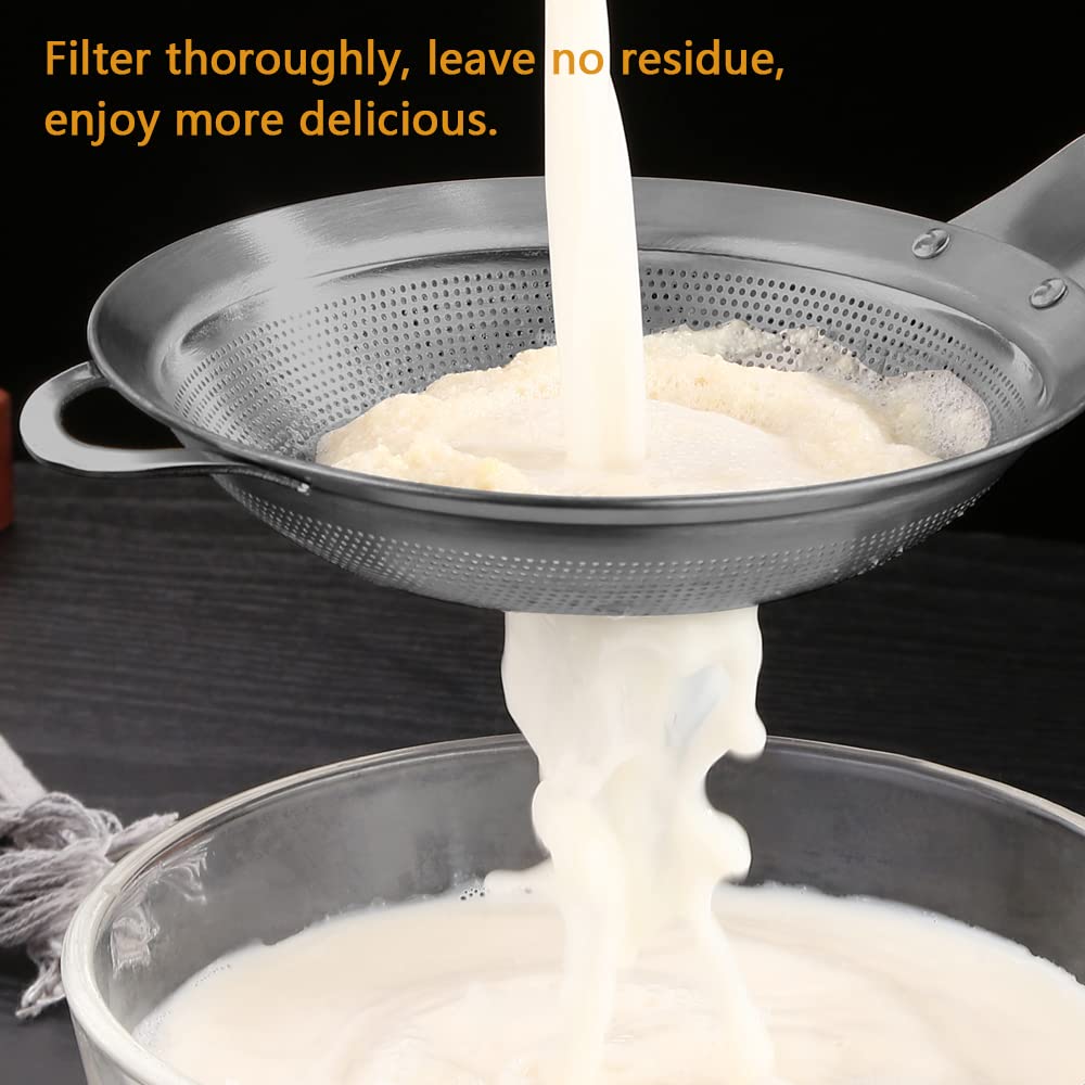 Fine Mesh Stainless Steel Metal With Holesieve Food Strainer Grease Spider Skimmer And With Handle Large Holes Slotted Colander
