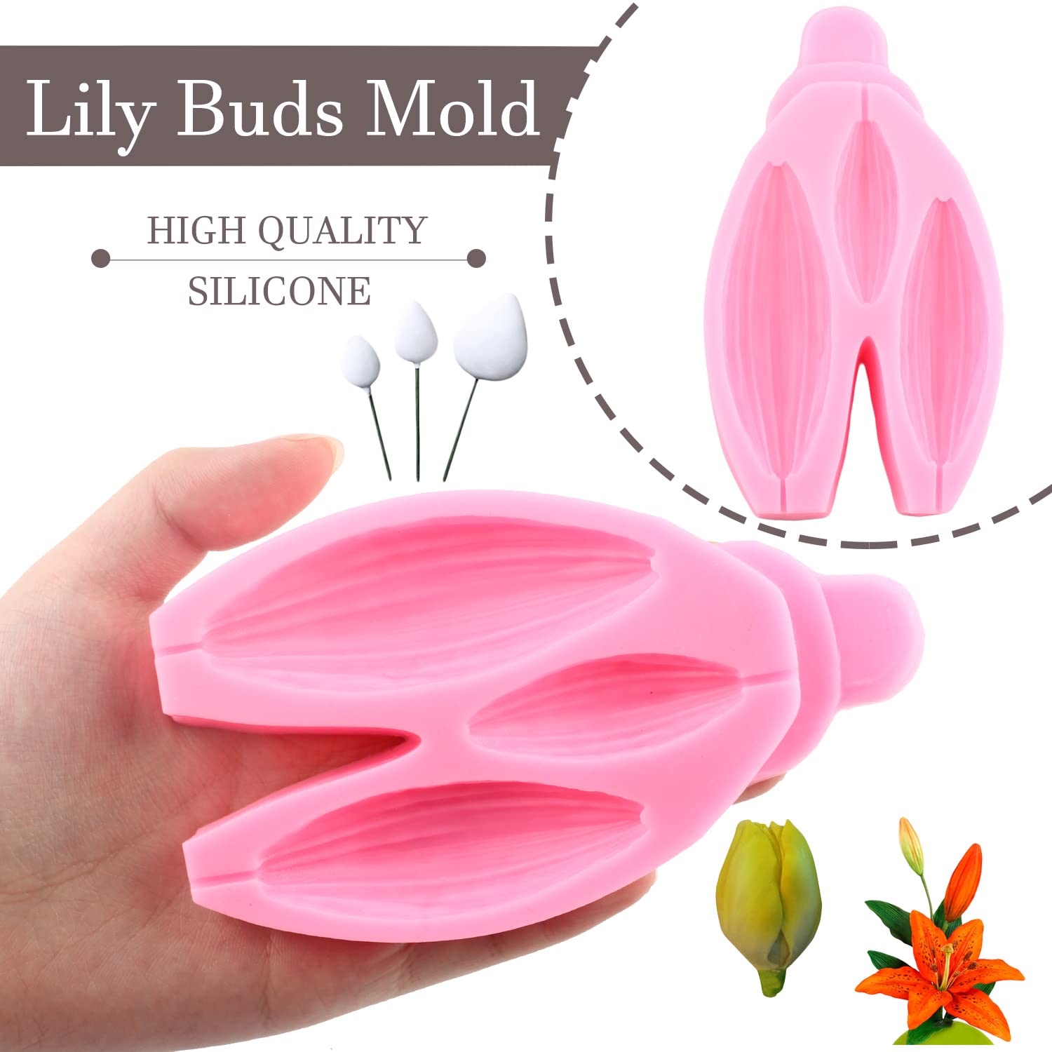 Mujiang Rose Cones Thorn Silicone Molds Lily Buds Fondant Mold For Flower Cake Decoration Cupcake Topper Candy Resin Clay Chocol