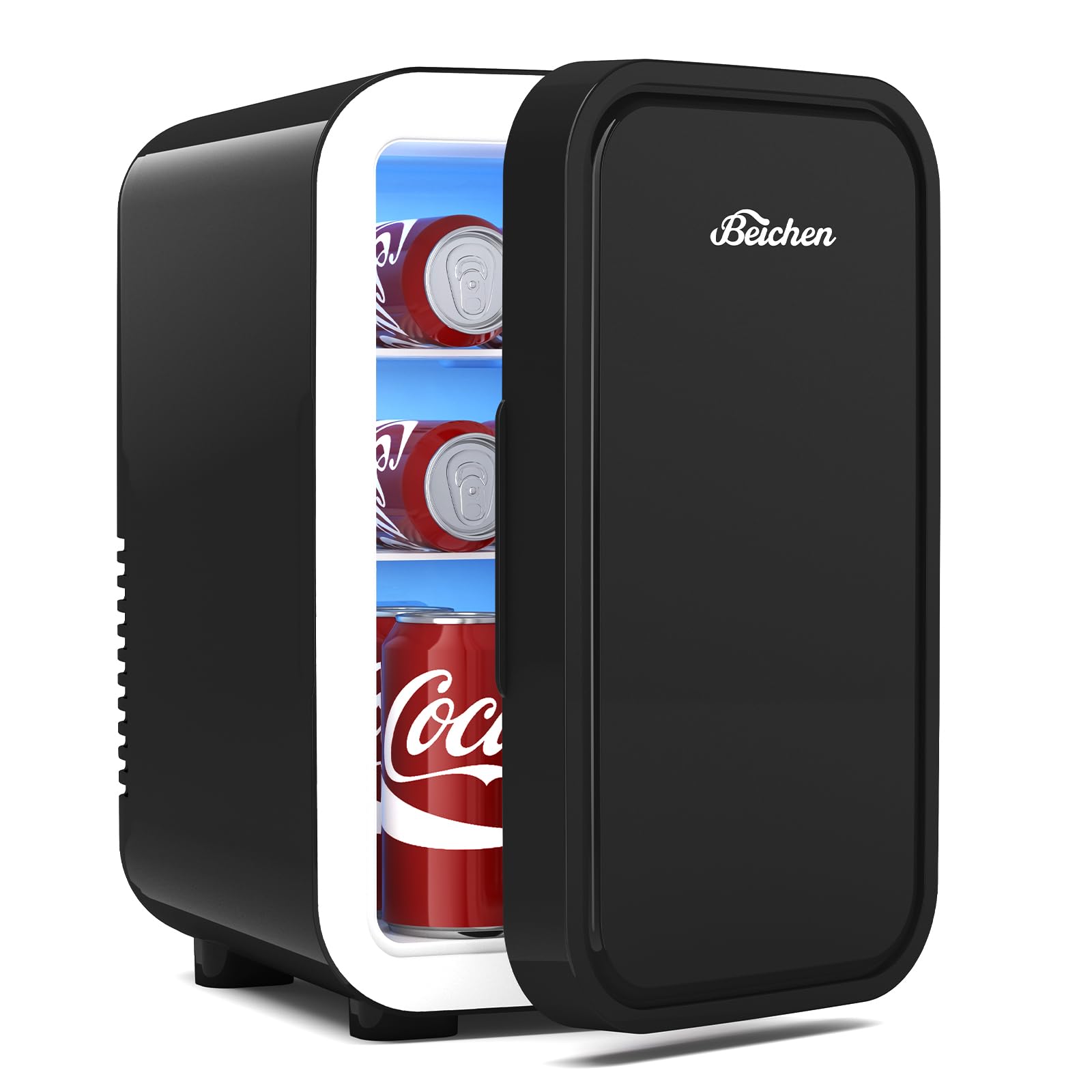 BEICHEN Mini Fridge,6 Liter / 8 Can Small Fridge for Bedroom, Car, Office & Dorm, AC100-120 V/DC 12 V Portable Thermoelectric Co