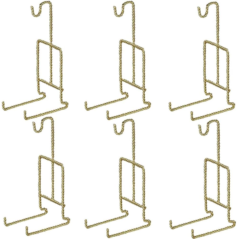 HOHIYA 6 pcs Tea Cup and Saucer Display Stand Holder Rack Teacup Easel for China Coffee Mug Organizer Twist Wire Gold