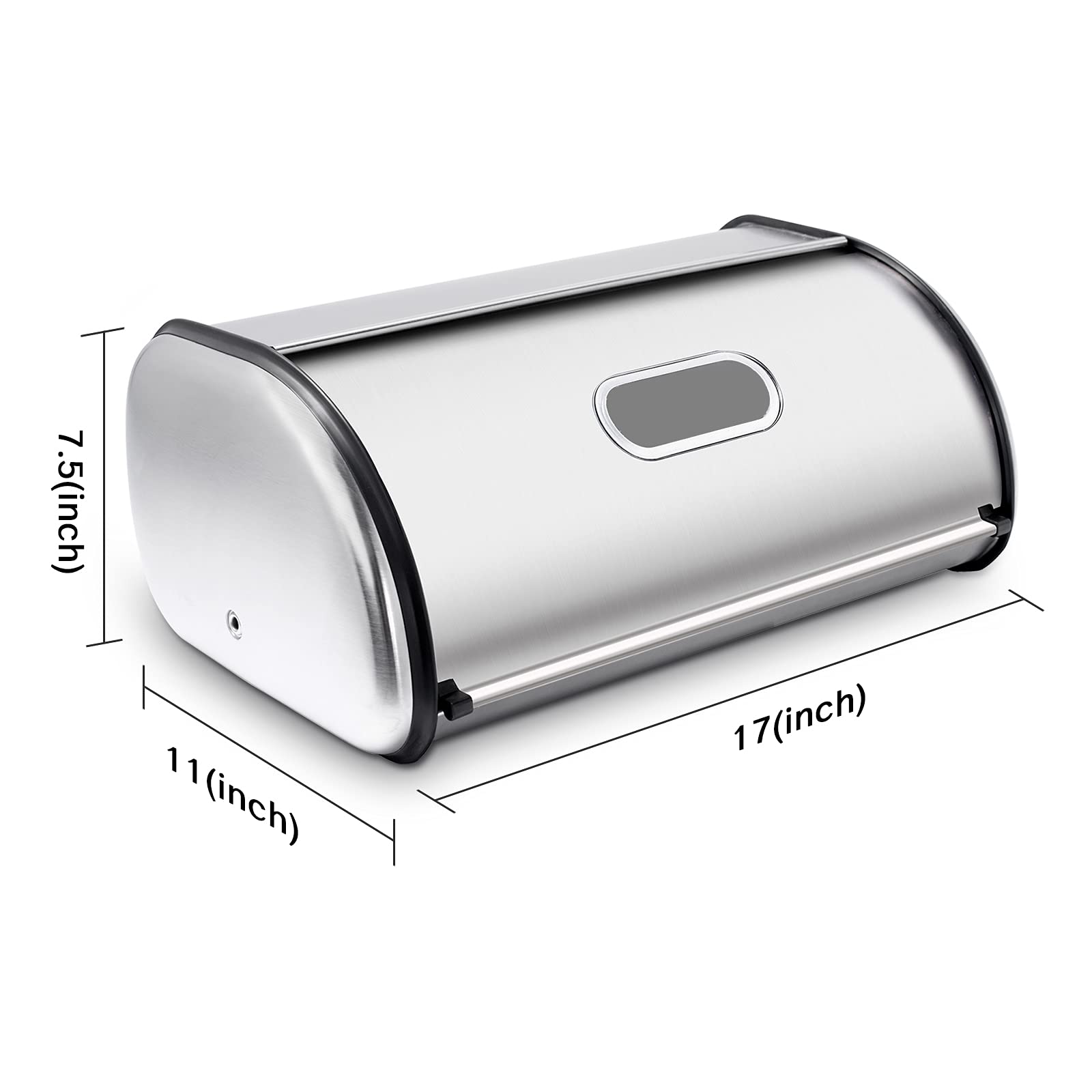 Stainless Steel Bread Box For Kitchen Countertop, Extra Thick Sturdy Bread Storage Container Large Bread Keeper Roll Up Style, C