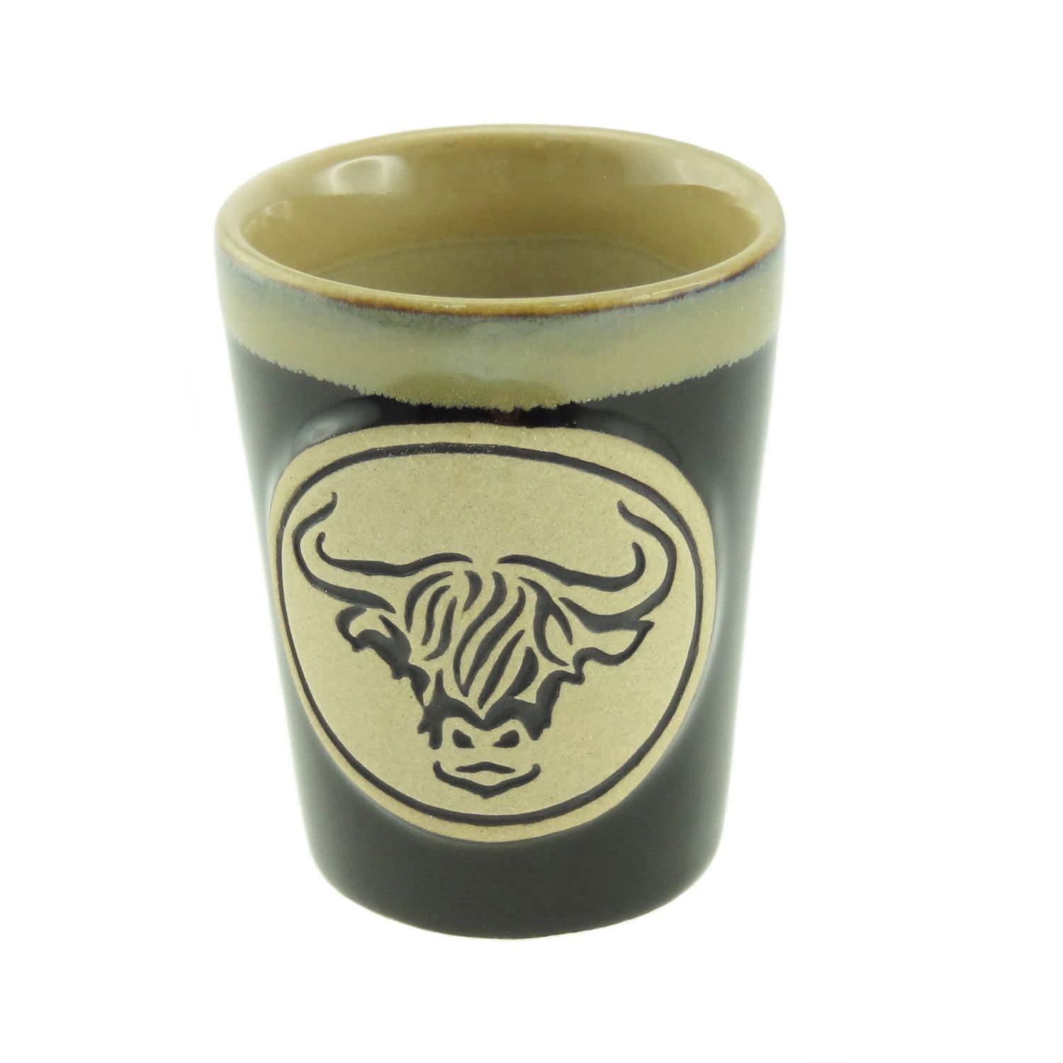 Glen Appin Shot Cup Stoneware Scotland 1.5 Fl Oz(44Ml) (Highland Cow Head - Black)