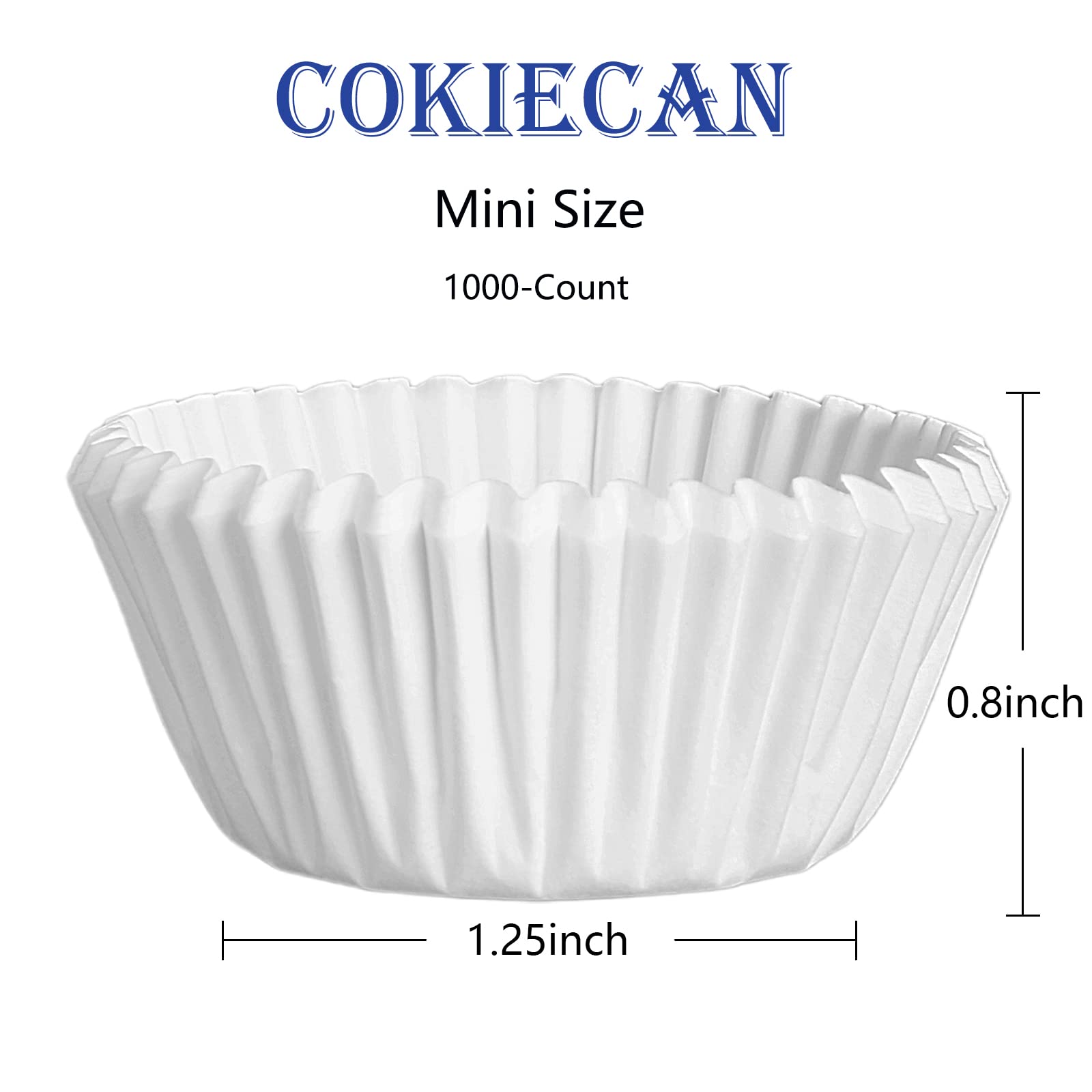 Cokiecan 1000 Pcs White Mini Cupcake Liners Small Muffin Liners No Smell Premium Greaseproof Paper Cupcake Wrappers Baking Cups