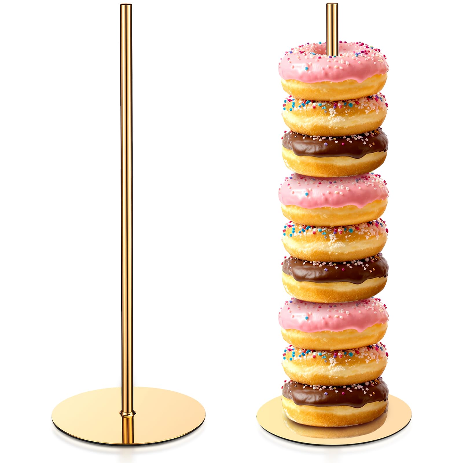 Otoolling 2 Pcs Metal Donut Display Stand Tower Bagel Holder Cake Stand Dessert Table Doughnut Holder Display Tower for Birthday
