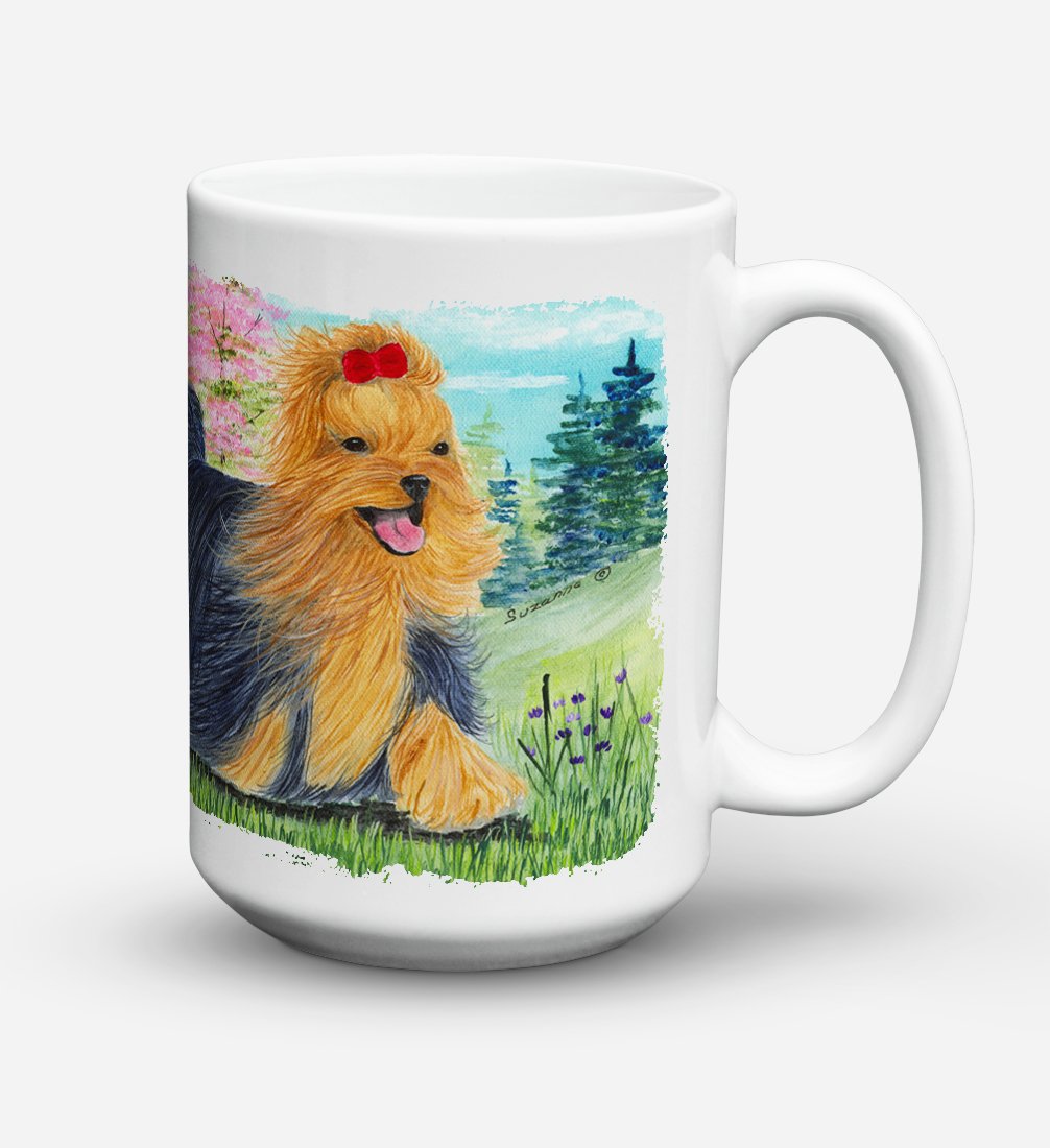 'Caroline's Treasures SS8188CM15 Yorkie Dishwasher Safe Microwavable Ceramic Coffee Mug, 15 oz, Multicolor''