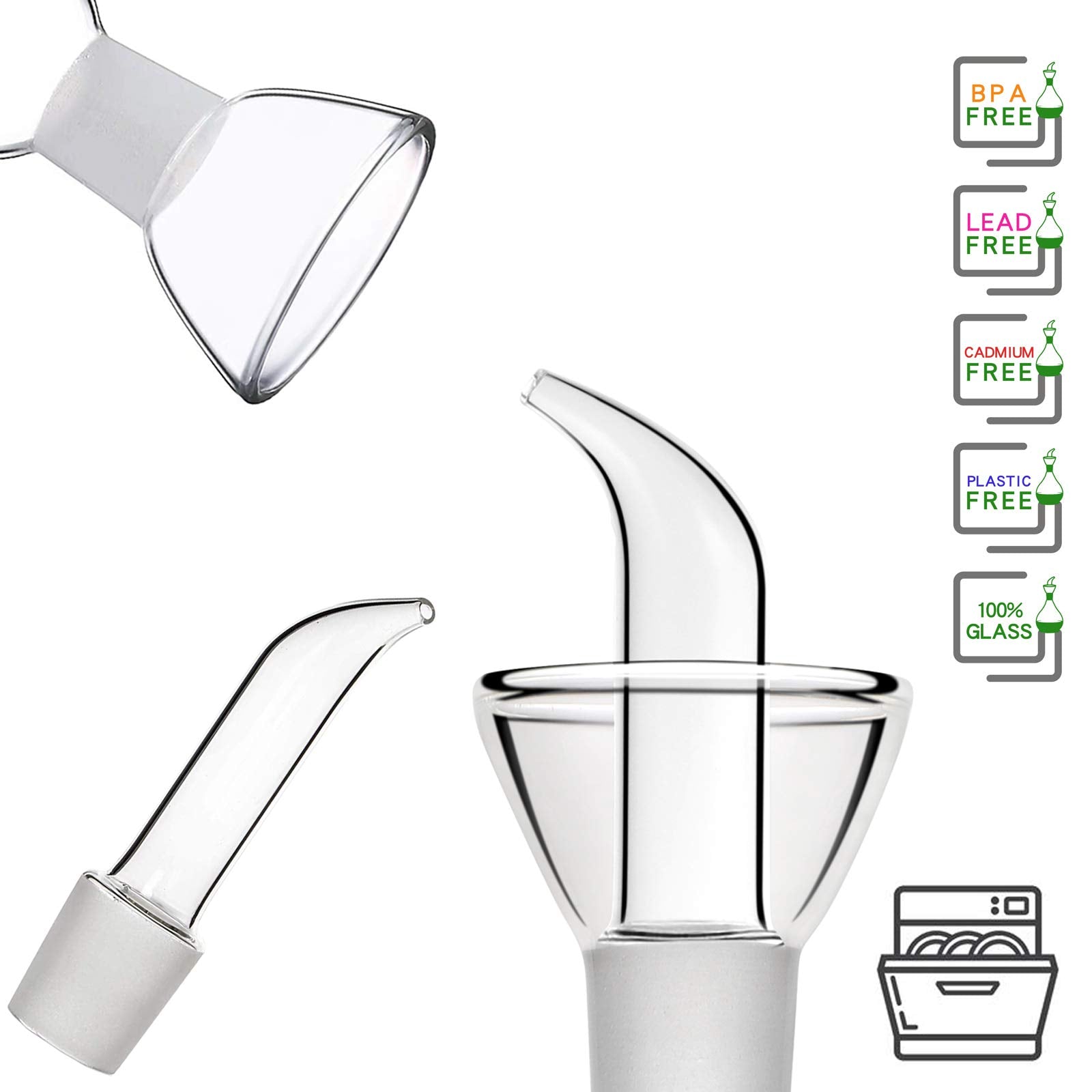 Haizeen 13Ounce/ 380 Ml Clear Glass Olive Oil Dispenser Bottle - Oil & Vinegar Cruet With Pourers And No Funnel Needed - Olive O