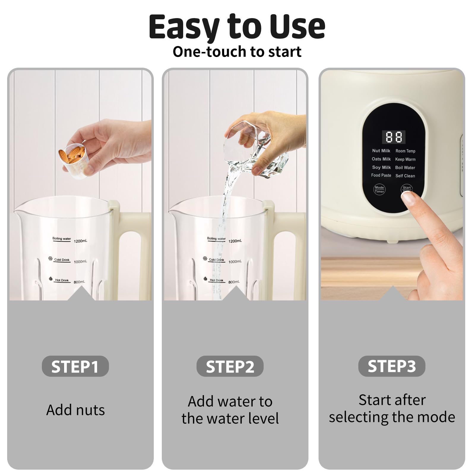 Automatic Nut Milk Maker, 8 In1 40Oz Soybean Milk Machine For Homemade Almond, Oat, Soy, Coconut, Plant-Based Milk And Non Dairy