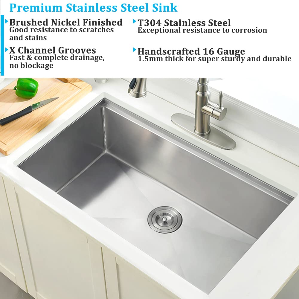 30 Inch Undermount Kitchen Sink Stainless Steel, Boomhoze 30 X 19 Inch Undermount Workstation Sink Commercial 16 Gauge Stainless