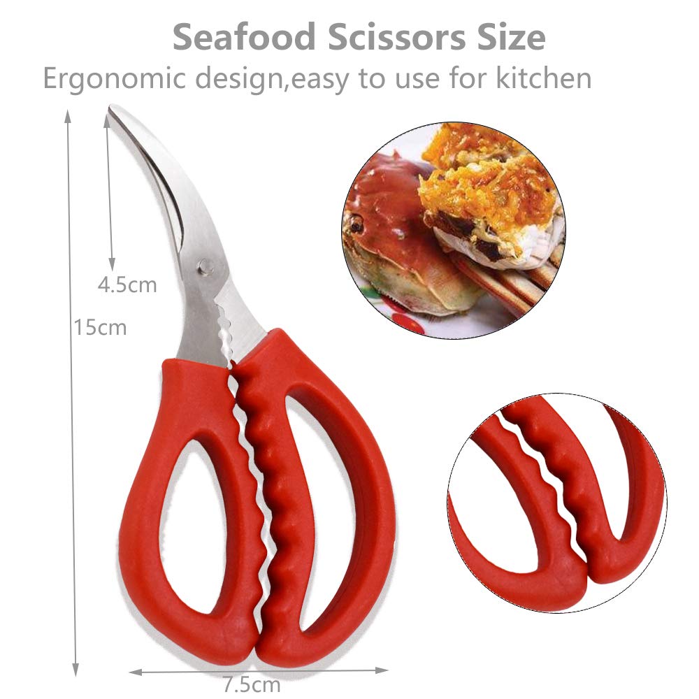2 Pack Seafood Scissors Seafood Fish Crab Shrimp Lobster Scissors Stainless Steel Shears for Kitchen Tools