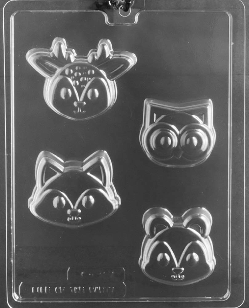 Grandmama'S Goodies A157 Woodland Animal Squirrel Fox Deer Owl Face Cookie Chocolate Candy Soap Mold With Exclusive Molding Inst