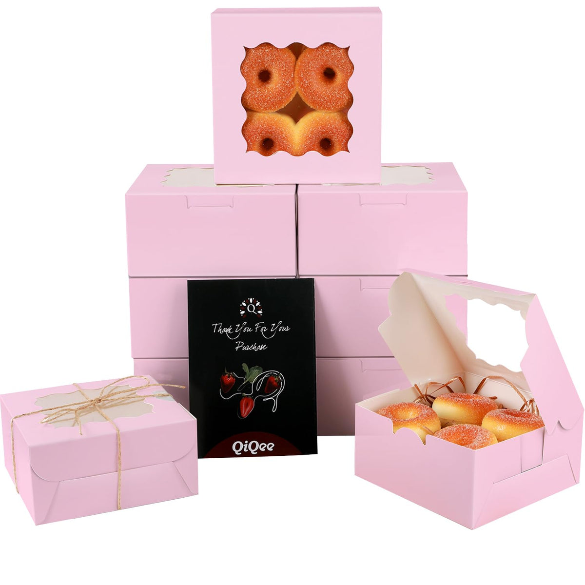 Qiqee Lavender Cookie Boxes With Window 36Packs 6X6X3 Lavender Bakery Box Pastry Box For Wedding Favor Birthday & Party
