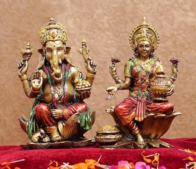 A&S Ventures Idol Laxmi Ganesh Ji Statue Polyresin Laxmi Ganesha Ji For Home Decor Temple Mandir Pooja Room Office Table Decorat