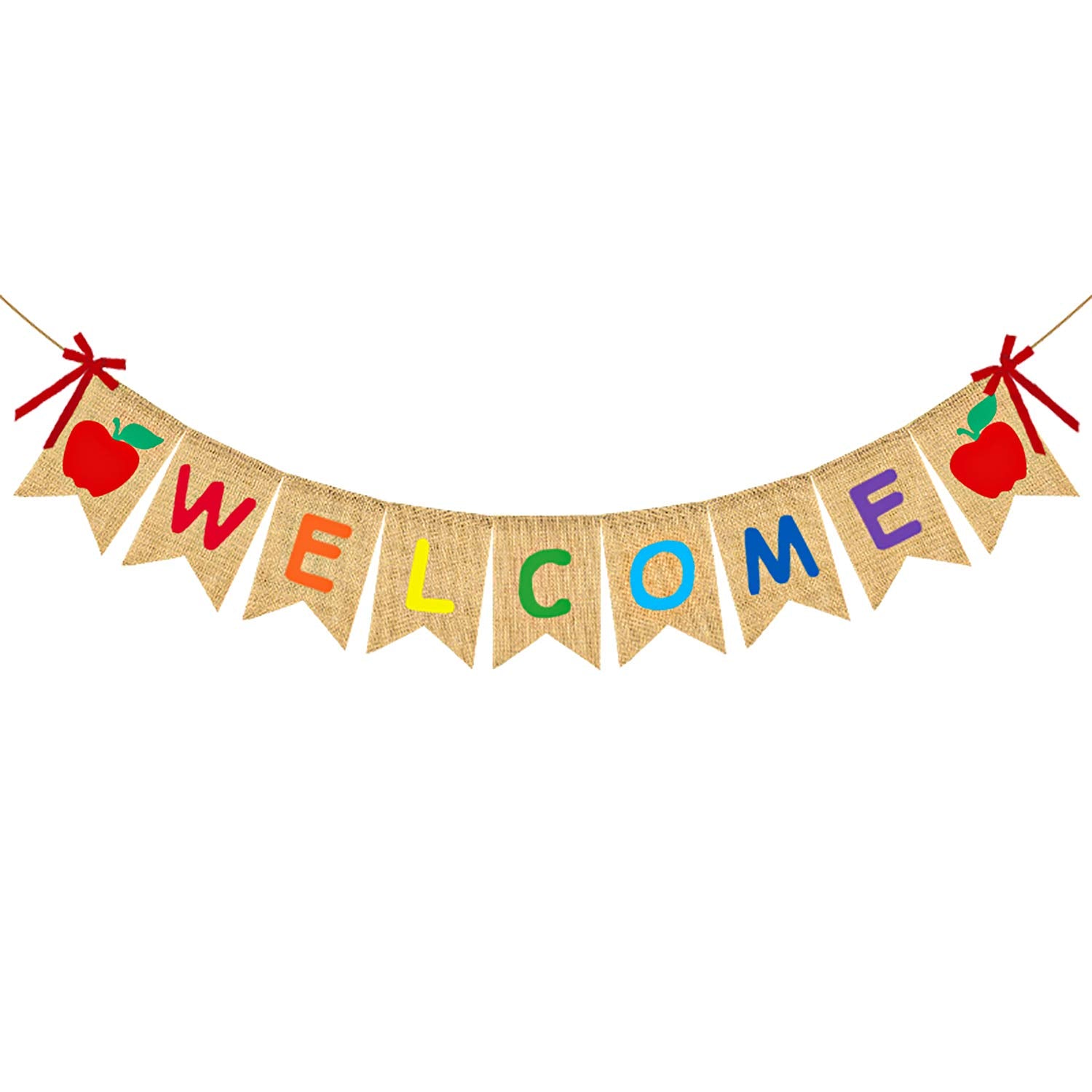 Adurself Welcome Burlap Banner Back To School Party Decorations First Day Of School Jute Burlap Garland Wall Hanging For Pre Sch