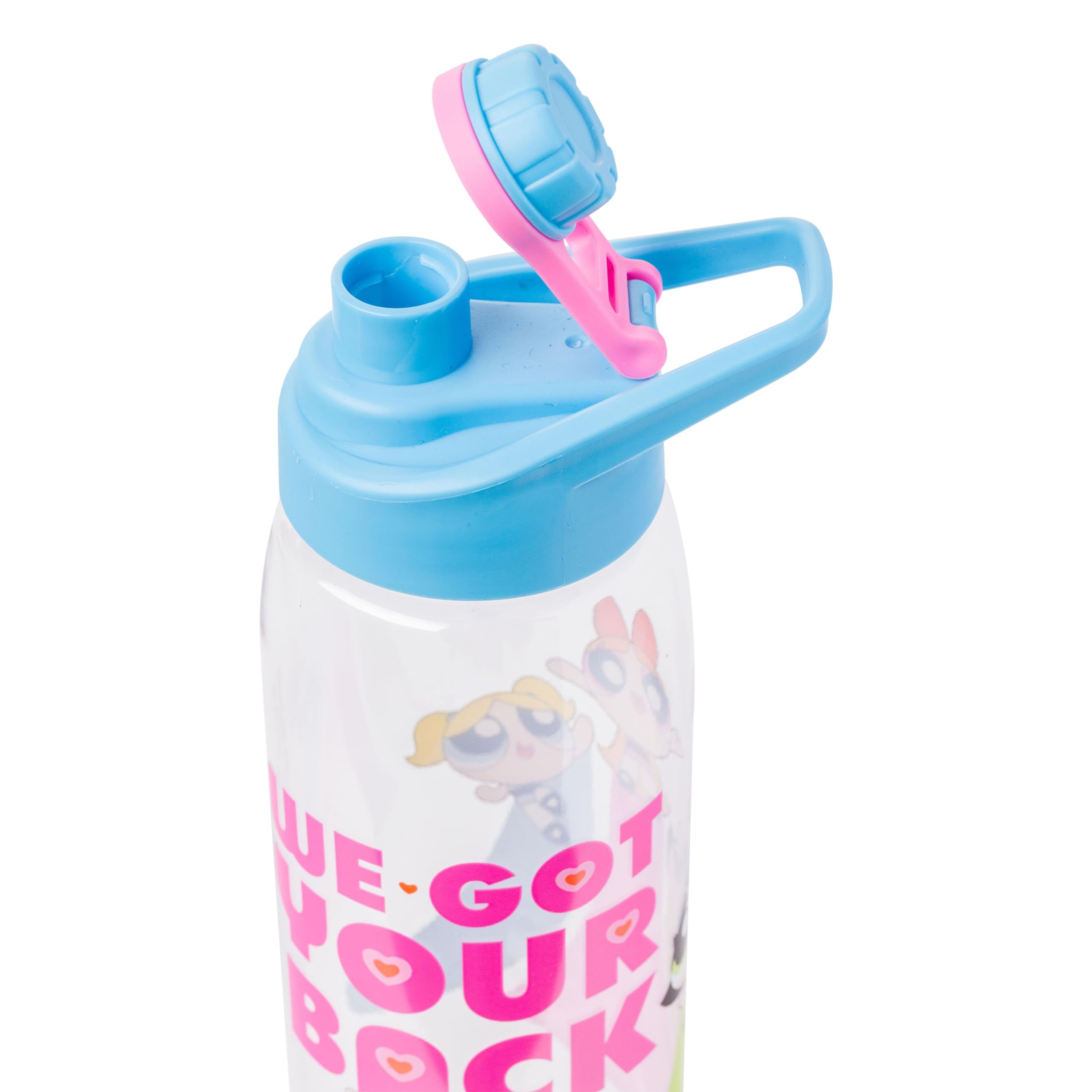 Silver Buffalo Powerpuff Girls We Got Your Back Featuring Bubbles  Buttercup  and Blossom Water Bottle with Screw Lid  28 Ounces