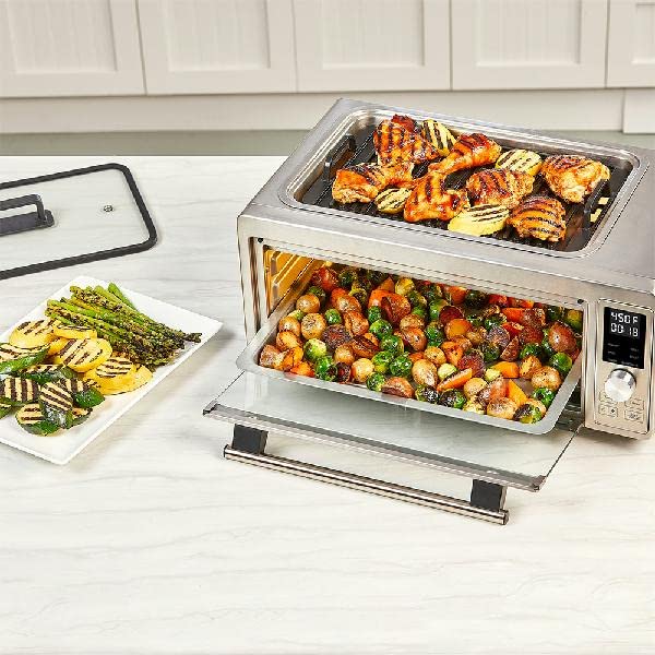 Emeril Power Grill 360, 6-In-1 Countertop Convection Toaster Oven With Top Indoor Grill, Air Fry, Roast, Toast, Bake, Dehydrate,