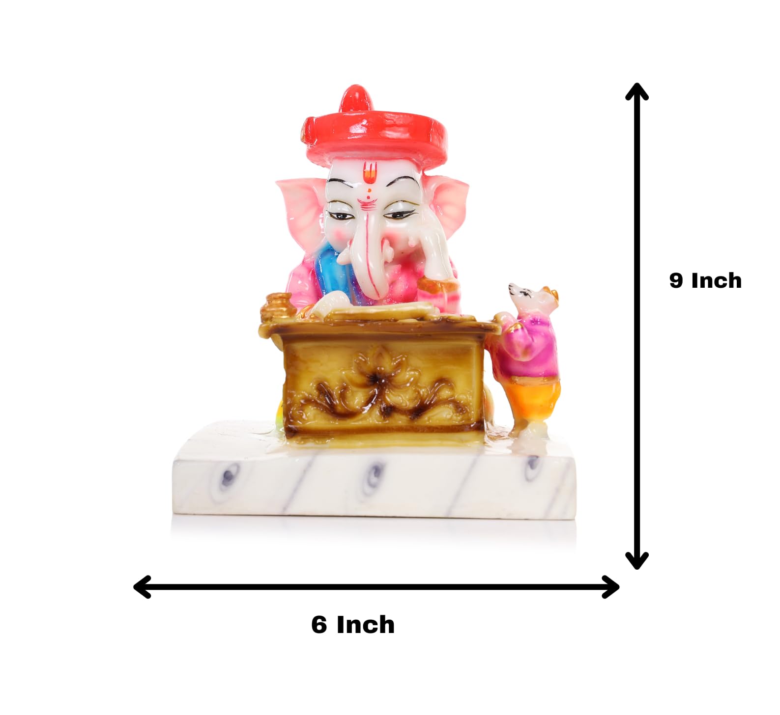 Rama Collections Munshi Ganesh Idol | Ganpati Bappa Murti Statue | Lord Ganesh Murti Ganesha Statue|God Of Success Gajanan Mahar