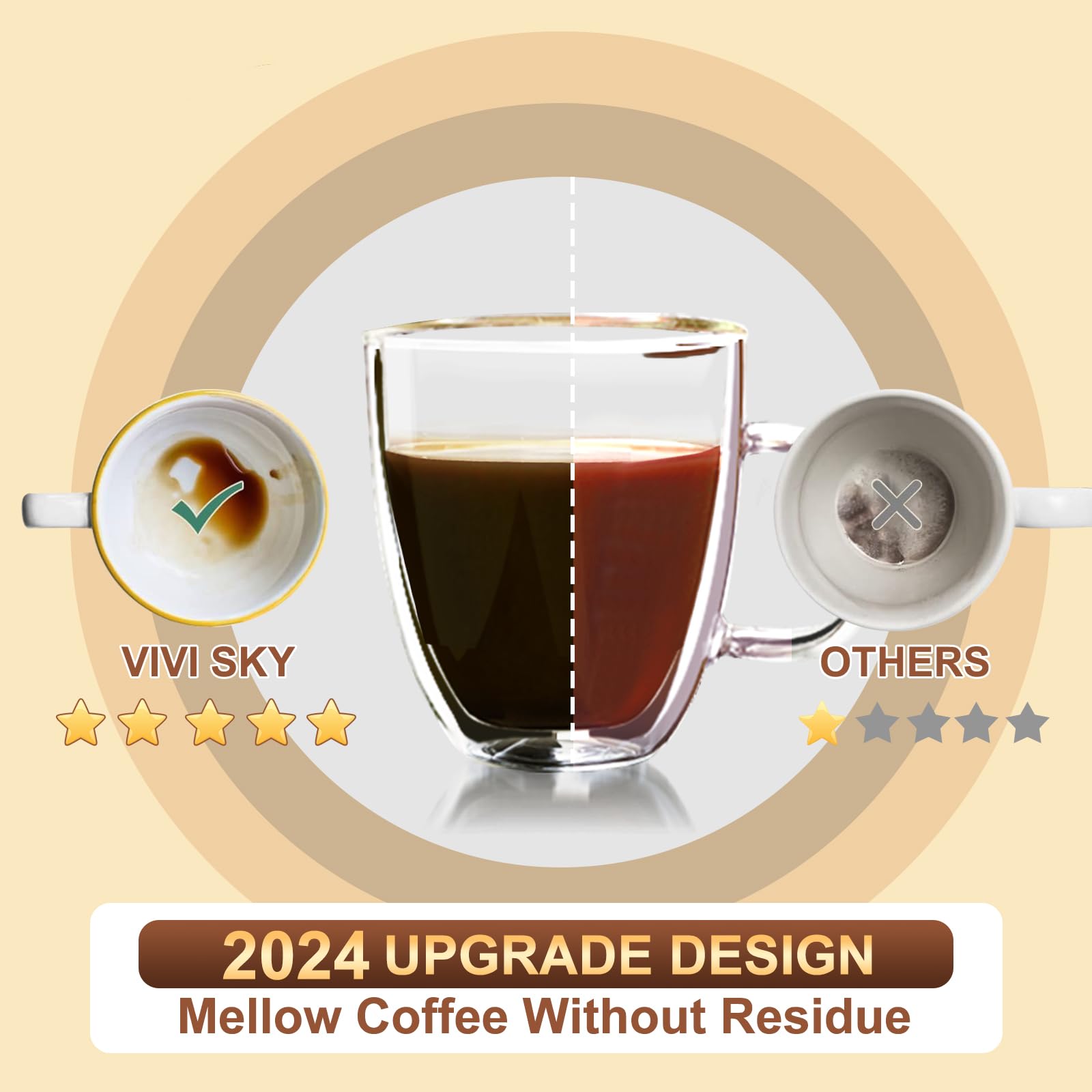 VIVI SKY Reusable K Cups - 5 Pack Black Stainless Steel Coffee Pods for Ninja DualBrew Pro Models CFP201, CFP300, CFP301, CFP305, CFP307, CFP400