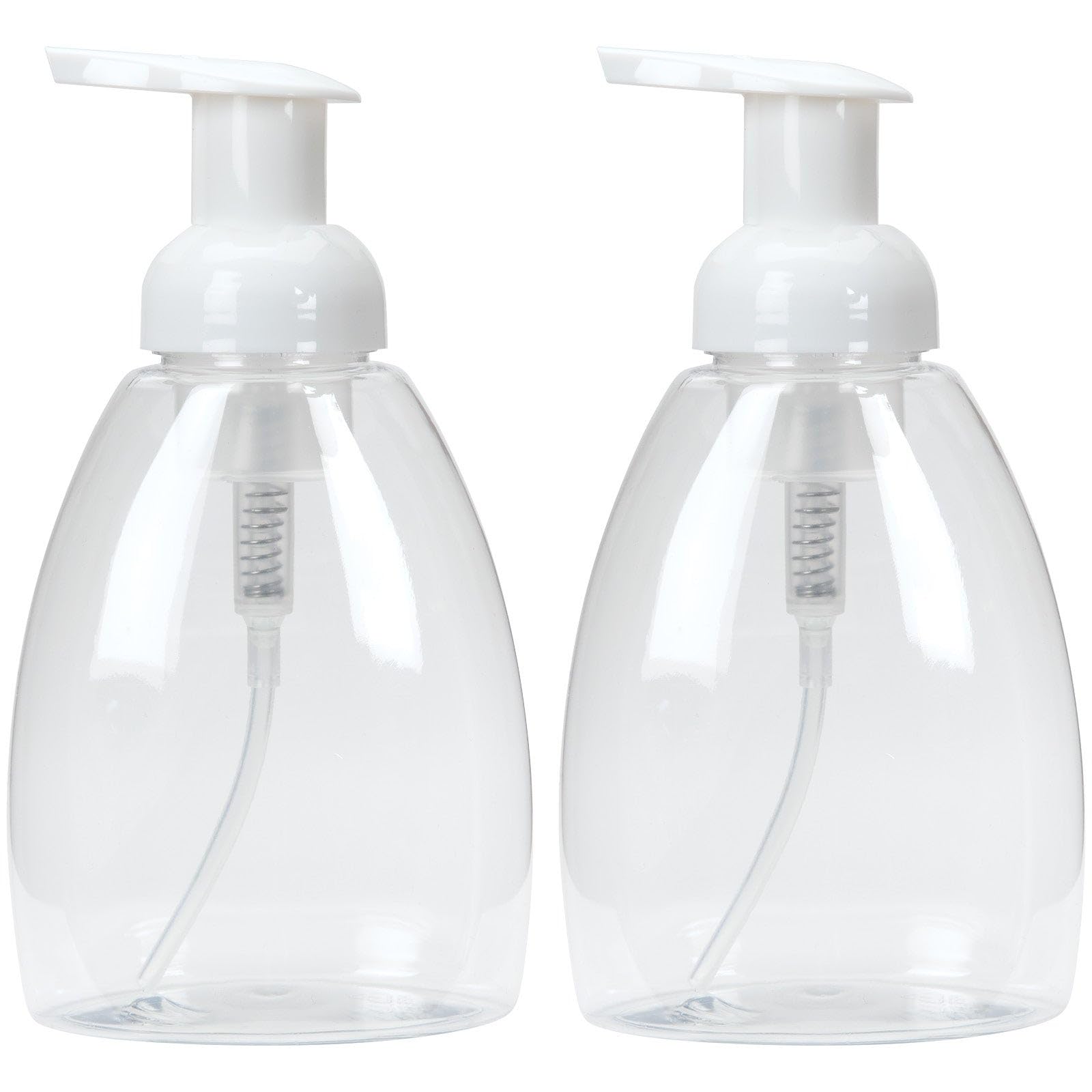 Ginger Lily Farms Foaming Soap Dispenser, Refillable Plastic Pump Bottles For Liquid Hand Soap, 12 Oz. Clear Bottle With White P