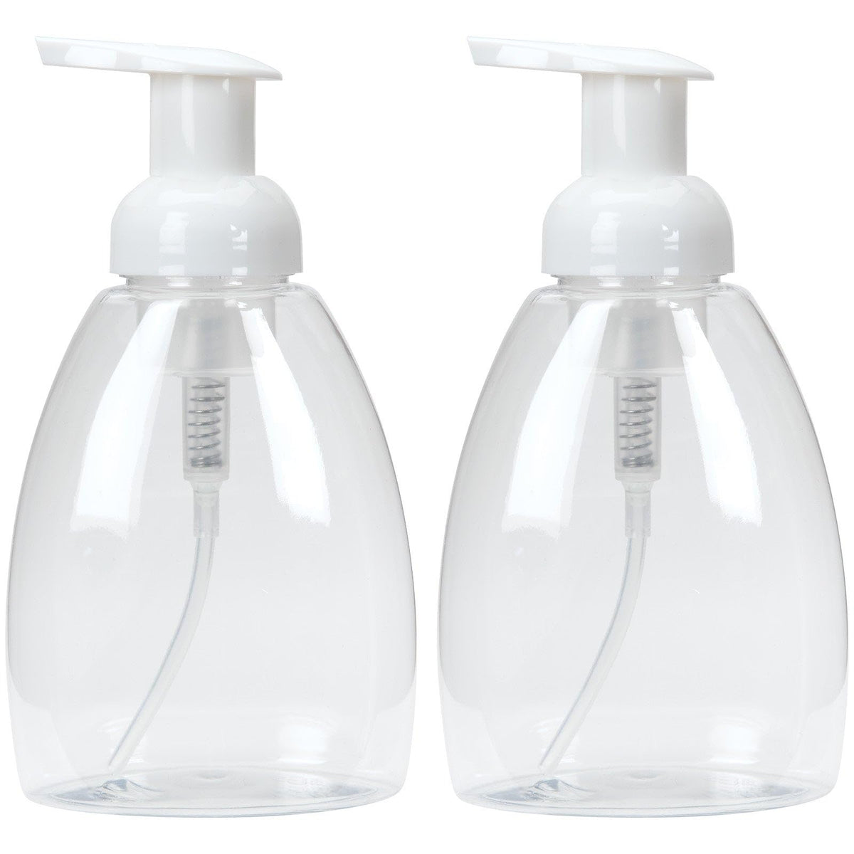 Ginger Lily Farms Foaming Soap Dispenser, Refillable Plastic Pump Bottles For Liquid Hand Soap, 12 Oz. Clear Bottle With White P