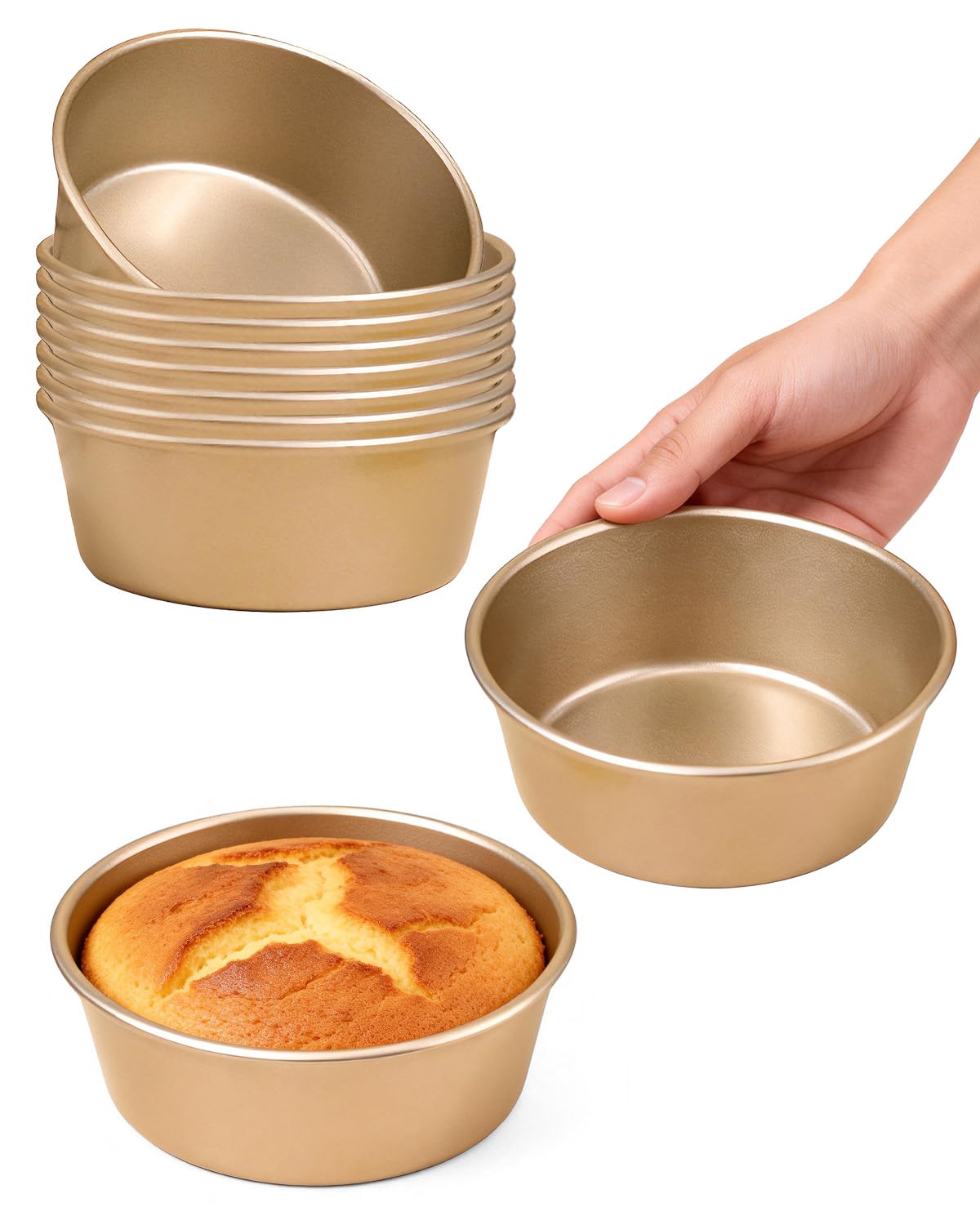 Zitonyang Mini Pie Pans, 10 Pack 4.5 Inch Mini Cake Pans Carbon Steel Pie Tins Bread Hamburger Bun Molds, Small Bread Pans For B