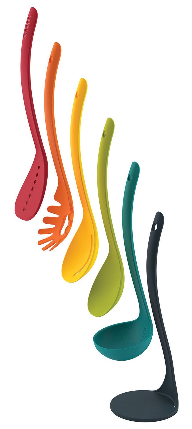 Joseph Joseph Nest Utensils Compact Stacking Kitchen Tool Set With Magnetic Storage Stand Nylon, 5-Piece, Multicolored